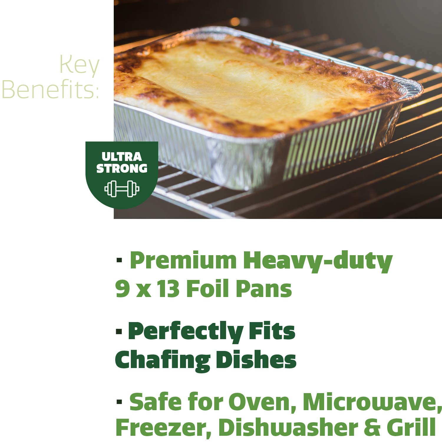 100-Pack 9x13 Inch Aluminum Pans with Lids - Heavy Duty Half Size Deep Steam Foil Pans for Baking, Cooking, Food Storage & Meal Prep - Perfect for Restaurants, Catering & Home Use
