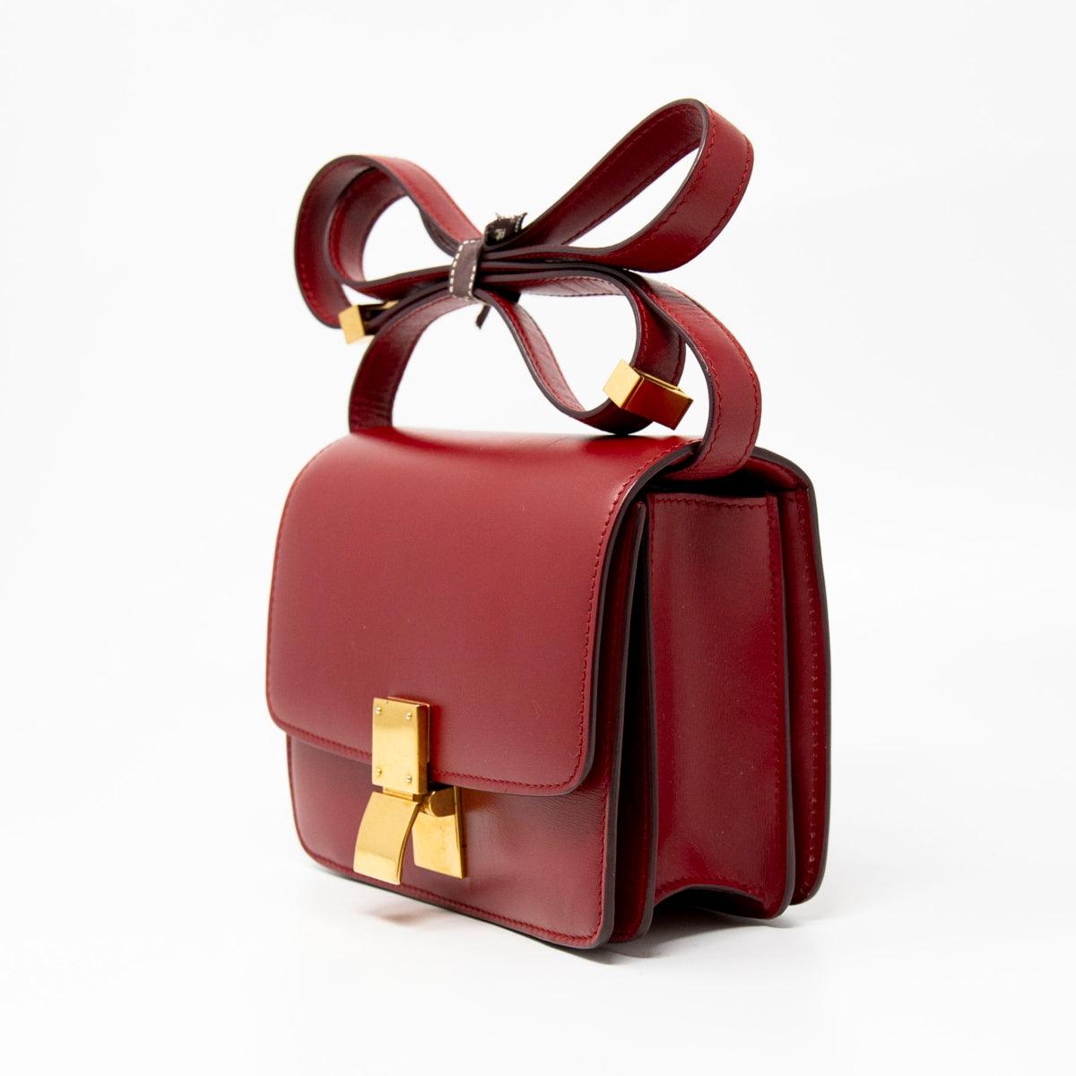 Celine Dark Red Small Box Bag - Premium Leather Crossbody Handbag for Women | Perfect for Work, Travel & Evening Events