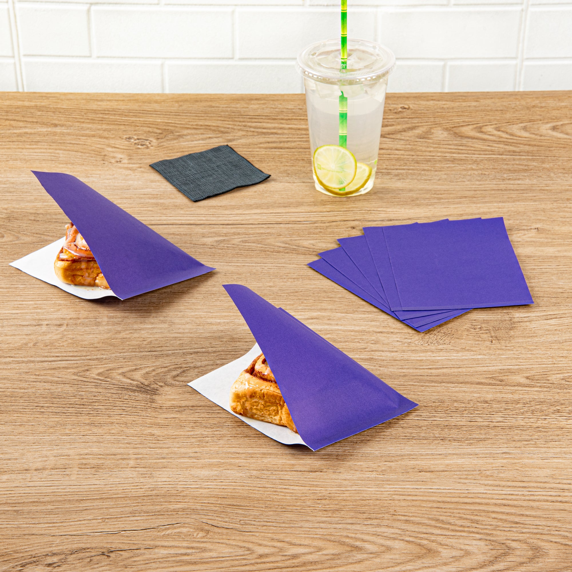 Purple Greaseproof Paper Bags - Small Double Open Food Bags 6.25