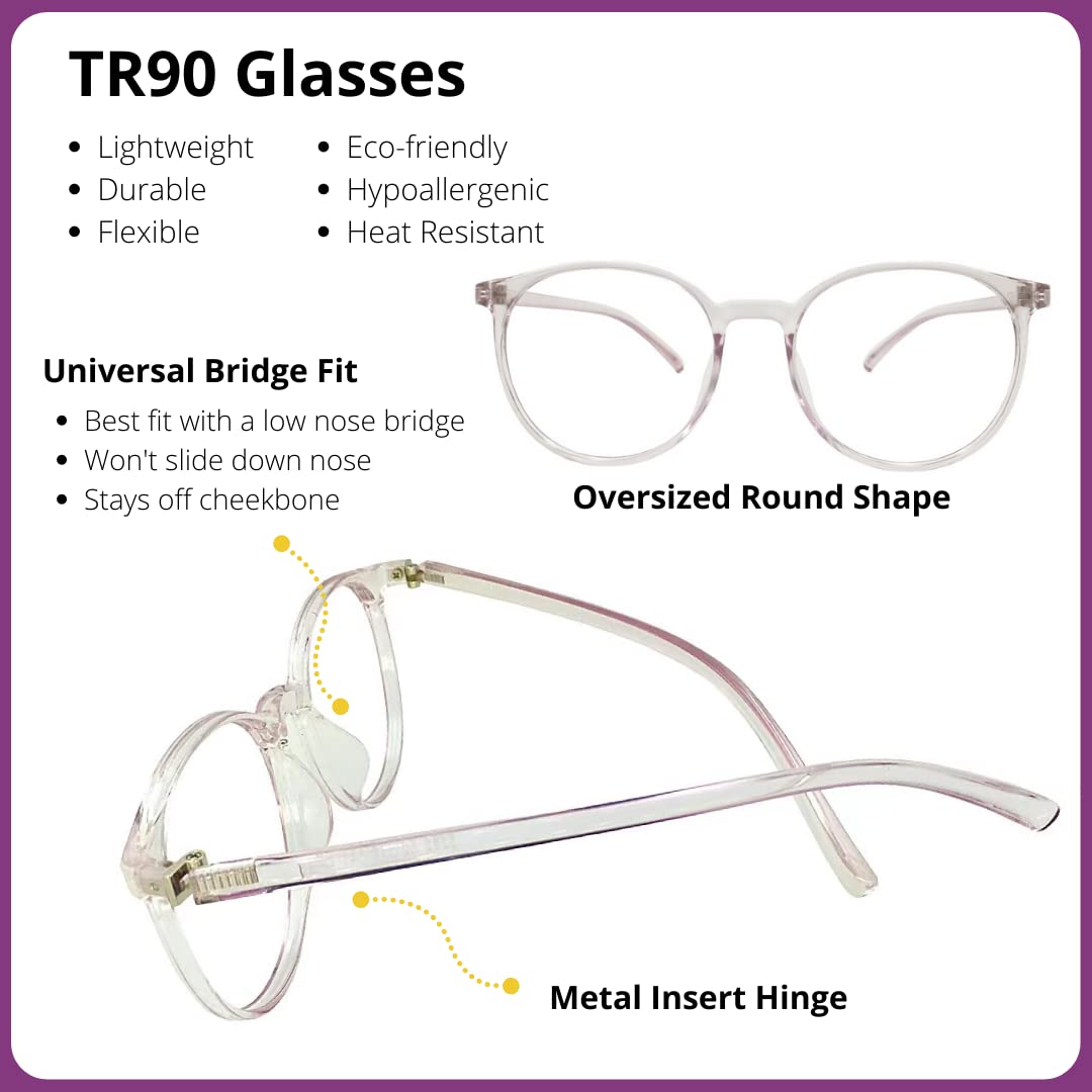 ProEyes Aurgia Blue Light Blocking Reading Glasses - 0 Power Top Lens, Anti-Reflective Coating for Computer & Digital Screen Use - Reduce Eye Strain While Working, Gaming or Browsing