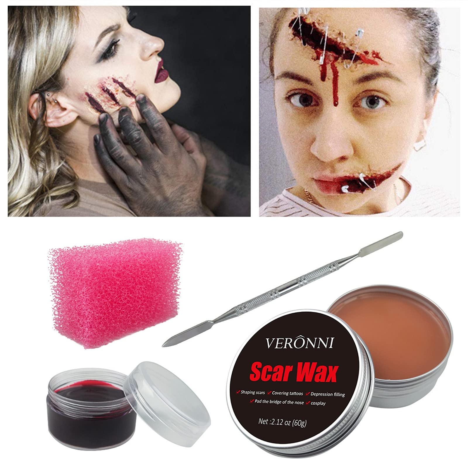 Halloween Special Effects Makeup Wax Kit - Fake Scar & Skin Body Paint Wax Set for SFX, Cosplay & Horror Costumes - Unisex Professional FX Makeup for Halloween, Theater & Film