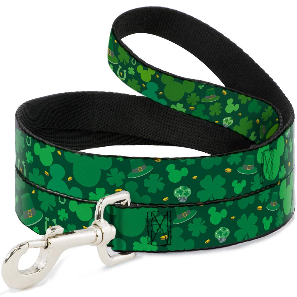 Buckle-Down 6FT x 1IN St. Patrick's Day Mickey Mouse Collage Dog Leash - Durable Pet Walking Accessory for Small & Medium Dogs - Perfect for St. Patrick's Day Parades & Irish-Themed Events