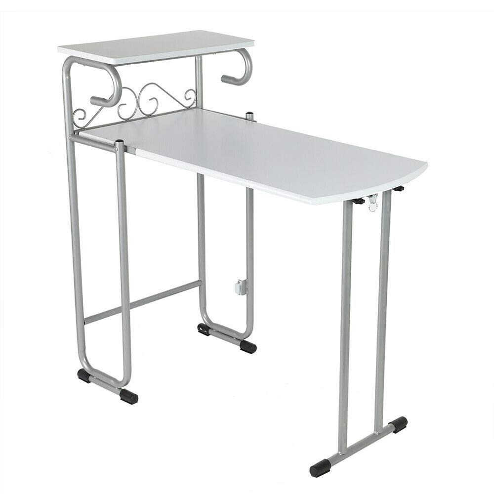 White Folding Dining Set - 3 Piece MDF Metal Table & 2 Chairs for Kitchen, Dining Room, Small Space - 35.24