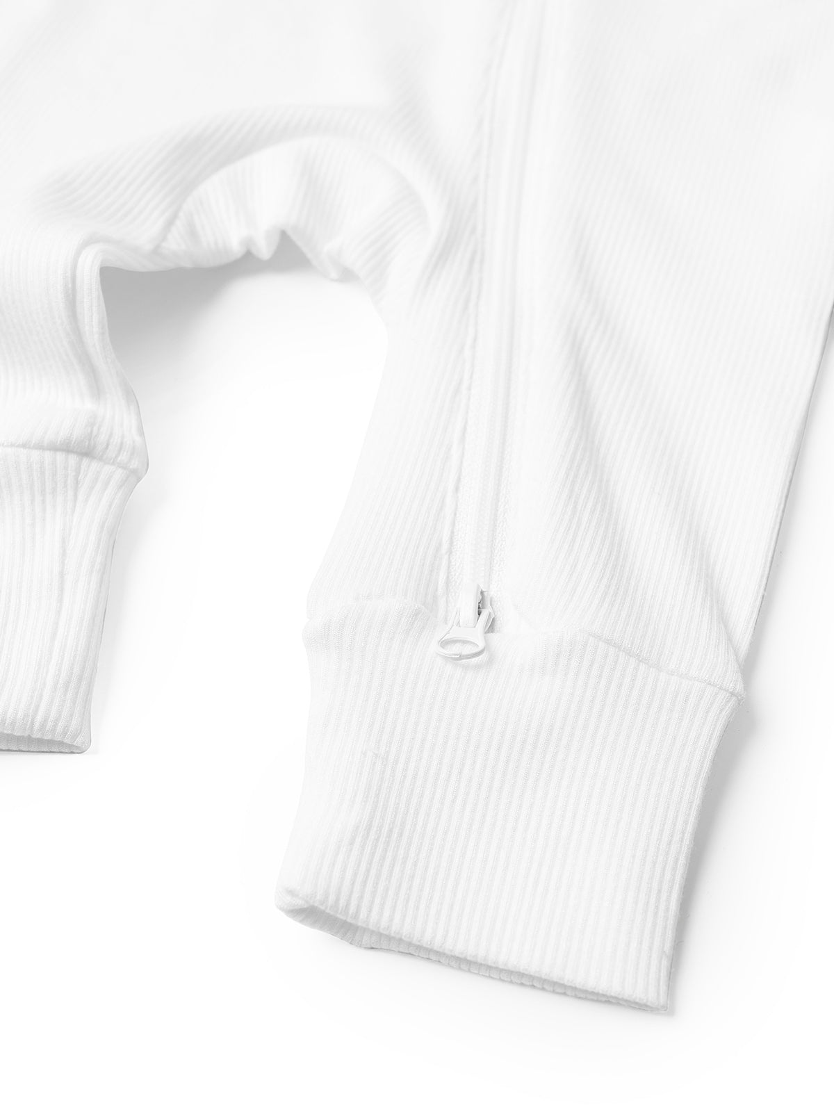 Women's Ribbed 2-Way Zip Romper Jumpsuit - White | Casual & Lounge Wear for Everyday Comfort