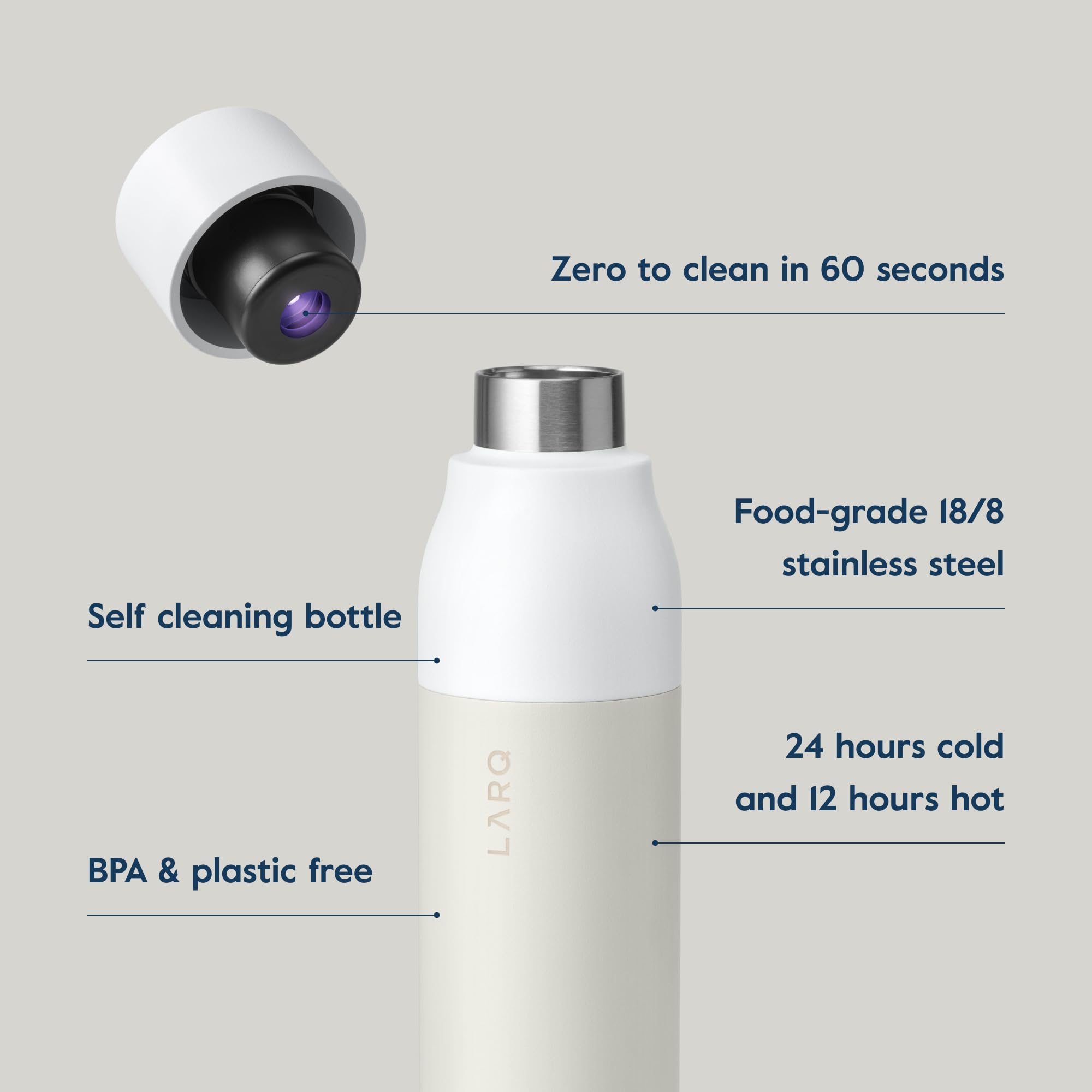 LARQ PureVis Self-Cleaning Water Bottle 25oz & Filtered Insulated Bottle Set | BPA-Free Reusable Travel Bottles for Gym, Hiking & Outdoor Activities