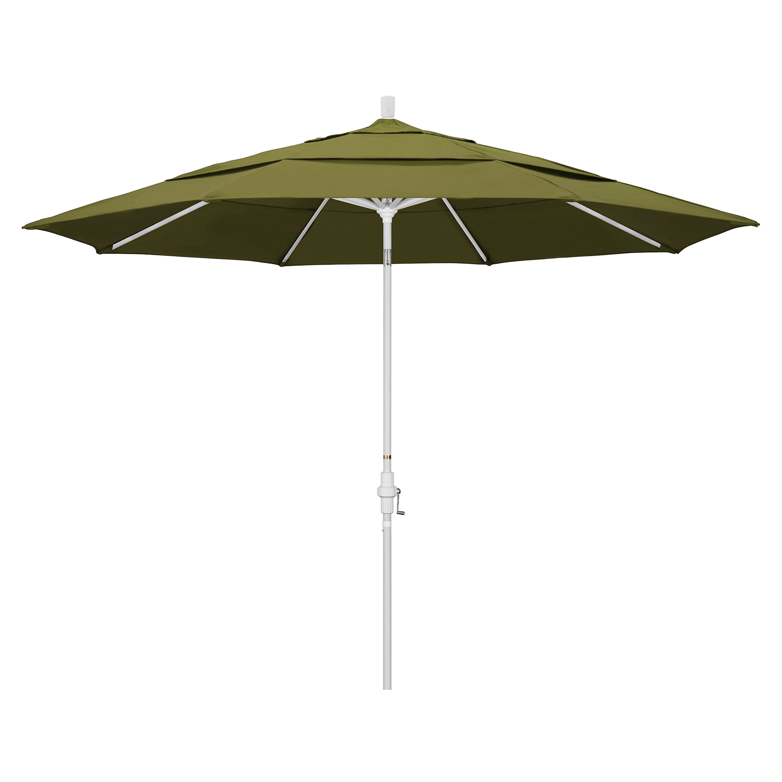 11' Round Aluminum Market Umbrella - Crank Lift & Tilt - White Pole for Patio & Garden