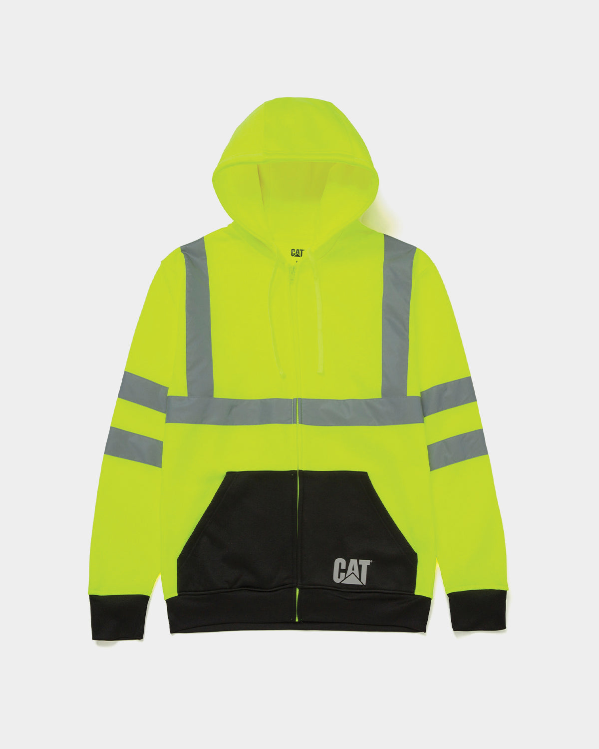 Men's High Visibility Colorblock Full Zip Hoodie - Reflective Safety Jacket for Construction, Cycling & Outdoor Work
