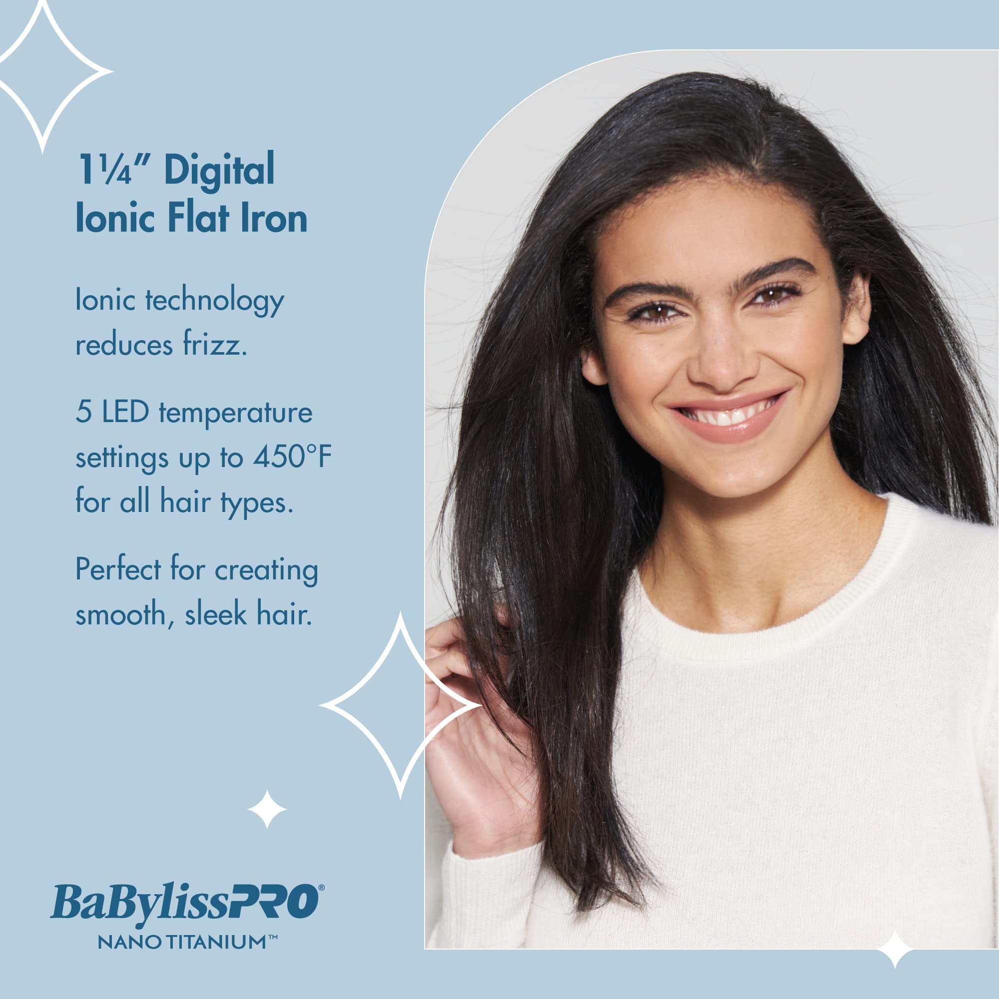 BabylissPRO Nano Titanium Ionic Hair Straightener - Professional Flat Iron for All Hair Types | Salon-Quality Styling at Home for Smooth, Shiny Hair