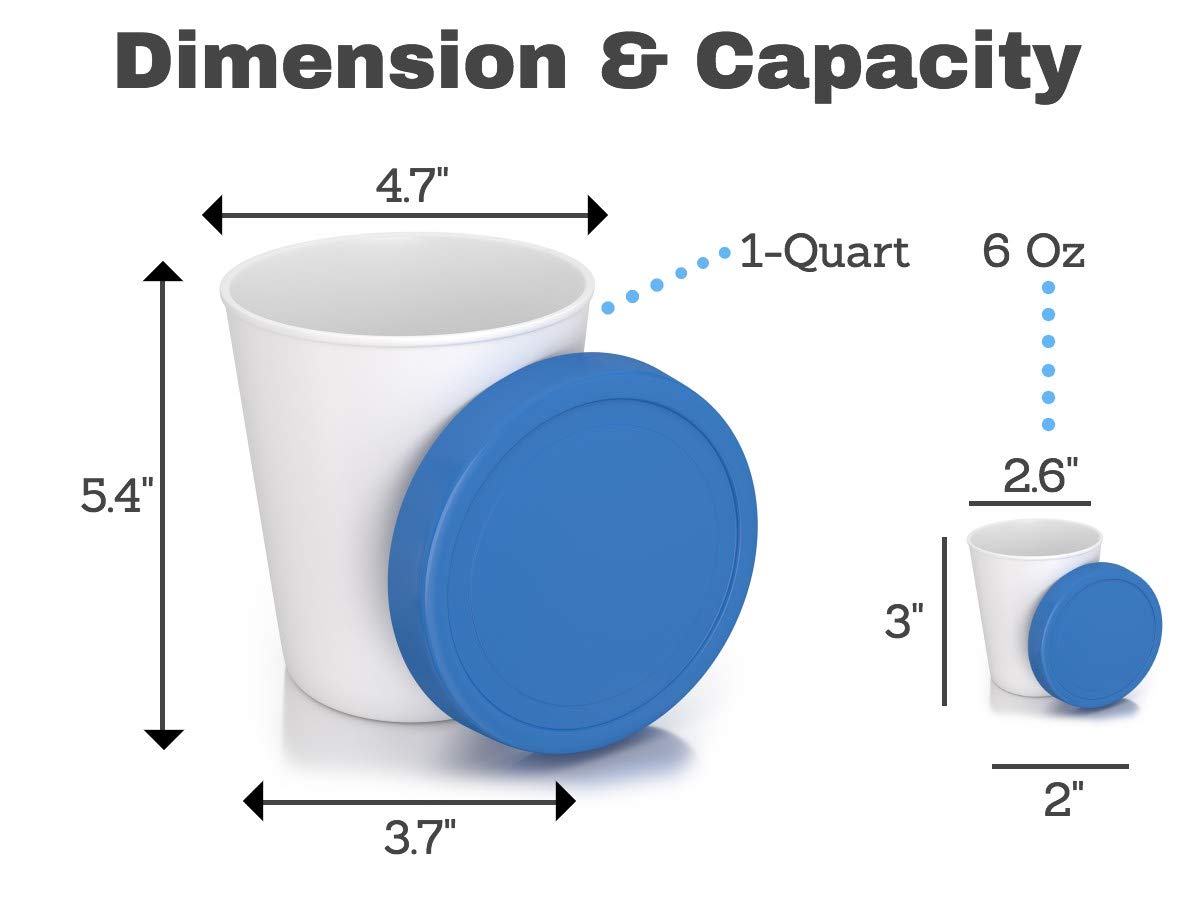 BPA-Free Ice Cream Storage Containers with Silicone Lids (3-Pack, 1 Quart Each) + 2 Serving Cups – Dishwasher Safe, Reusable Freezer Tubs for Homemade Ice Cream, Gelato & Desserts – Perfect for Kitchen Storage & Party Serving