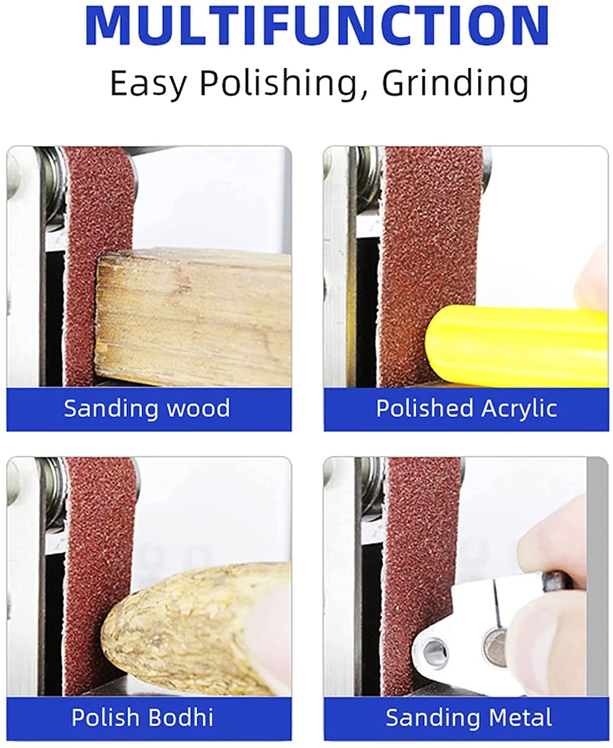 7-Speed Electric Mini Belt Sander & Angle Grinder with 10 Sanding Belts - Perfect for Metal Polishing, Woodworking, Knife Sharpening & DIY Projects (Model 795)