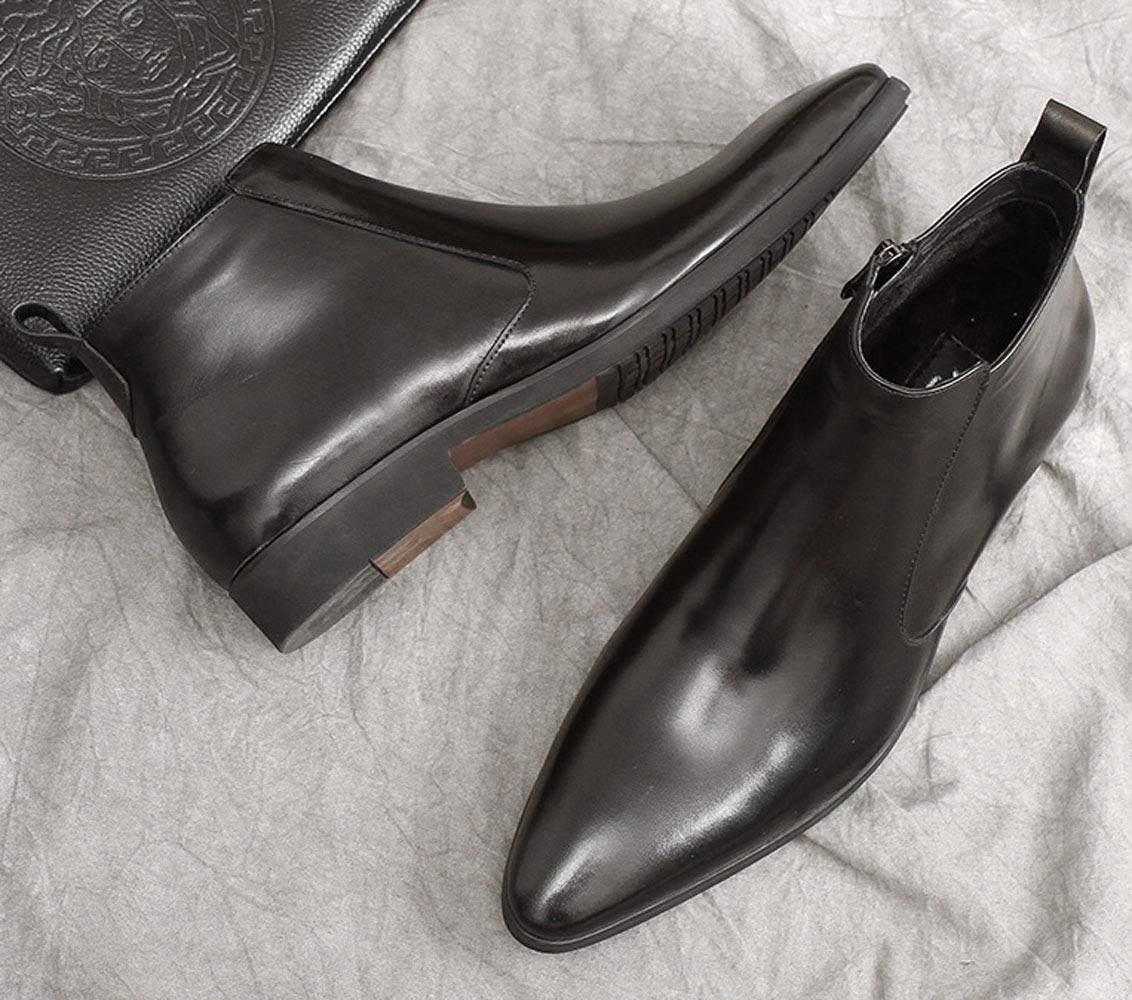 Santimon Men's Chelsea Boots - Leather Ankle Boots with Zipper for Dress & Casual Wear - Black & Burgundy - Perfect for Office, Parties & Everyday Outfits