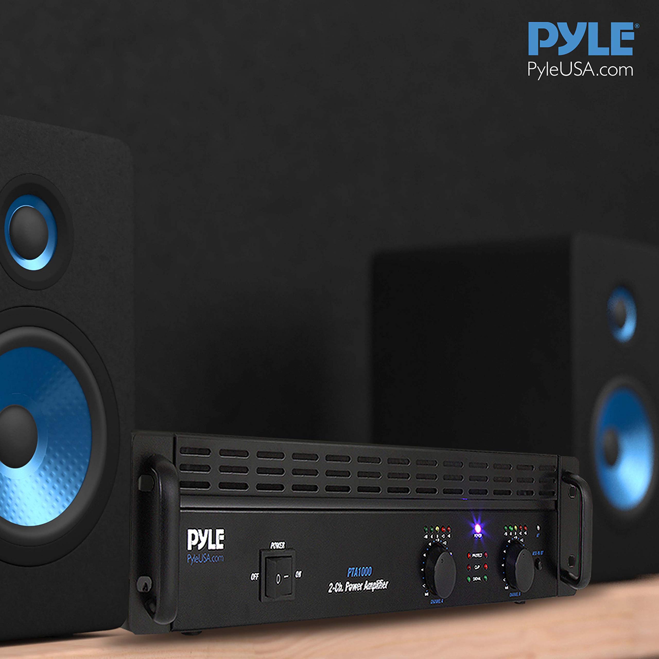 Pyle PTA1000 Professional 1000W 2-Channel Bluetooth Power Amplifier - Rack Mount, Bridgeable, LED Indicators, Shockproof Binding Posts & Cooling Fans - Perfect for DJ Gigs, Live Performances & Home Theater Systems