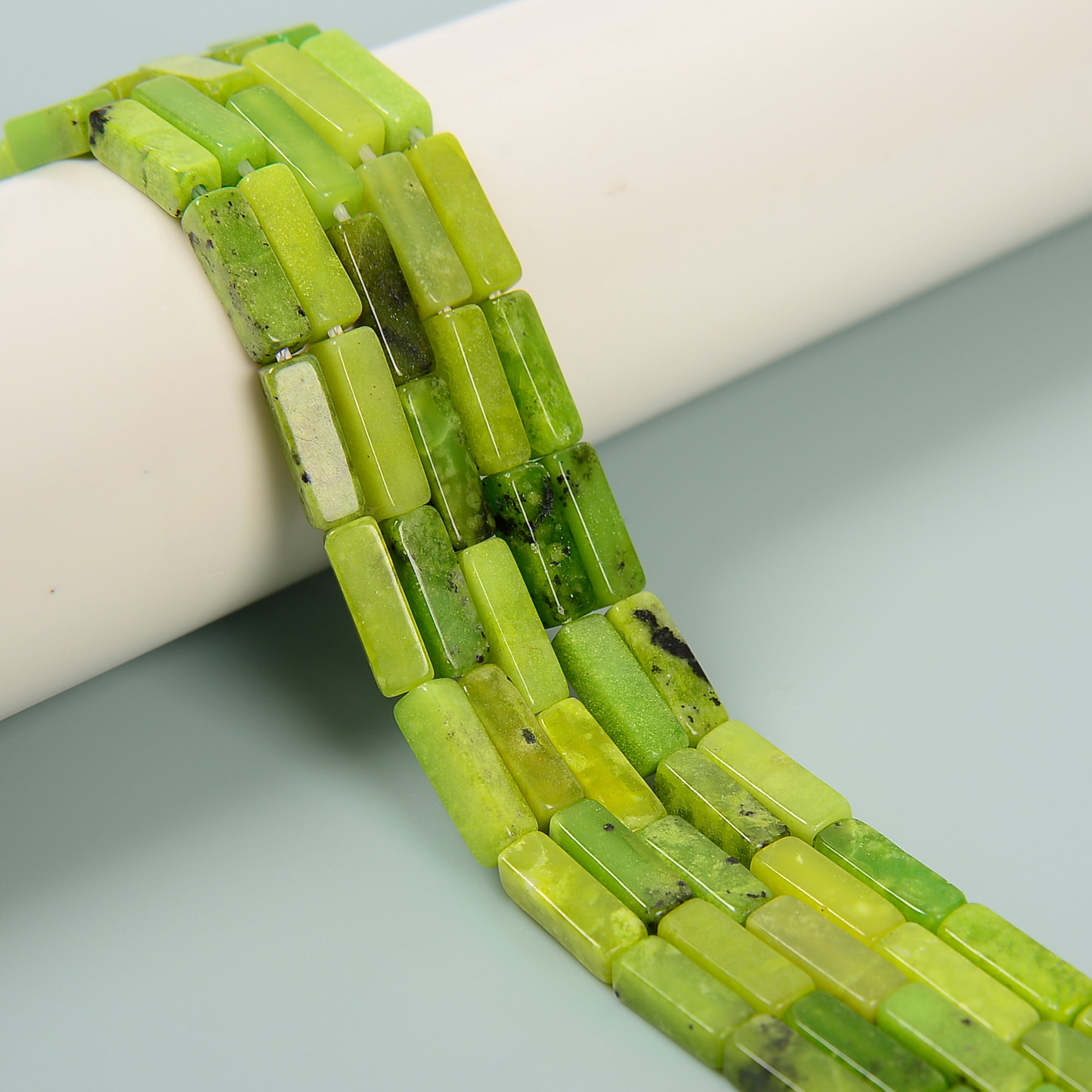 Premium Grade A Natural Chrysoprase 4x13mm Rectangle Tube Beads - 15.5 Inch Strand for Jewelry Making, DIY Bracelets & Necklaces - Healing Crystal for Stress Relief & Positive Energy