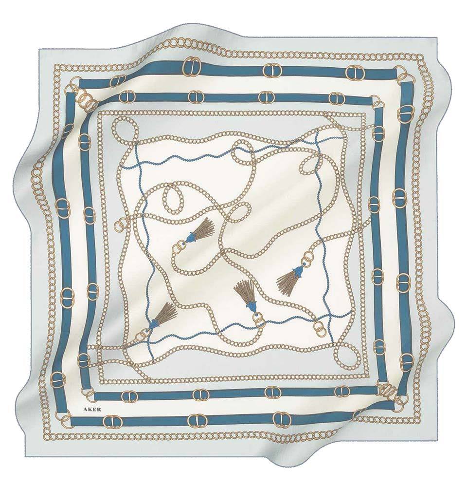 Aker Silk Cotton Patterned Square Scarf #8029 423 - Stylish Fashion Accessory for Women, Elegant Neck Scarf for Office, Party & Travel Outfits