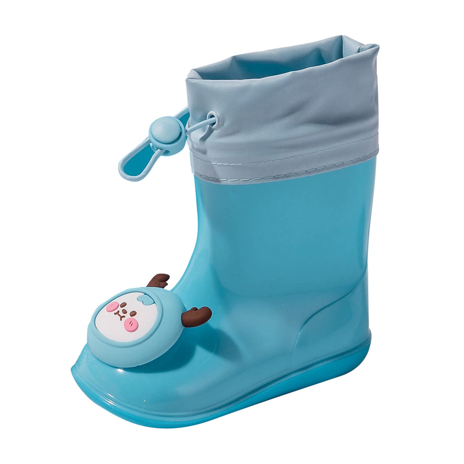 Kids' Waterproof Rain Boots - Lightweight PVC Rubber Shoes for Boys & Girls, Non-Slip Lined Booties with Adjustable Drawstring - Perfect for Puddle Jumping, Outdoor Play & Wet Weather Adventures