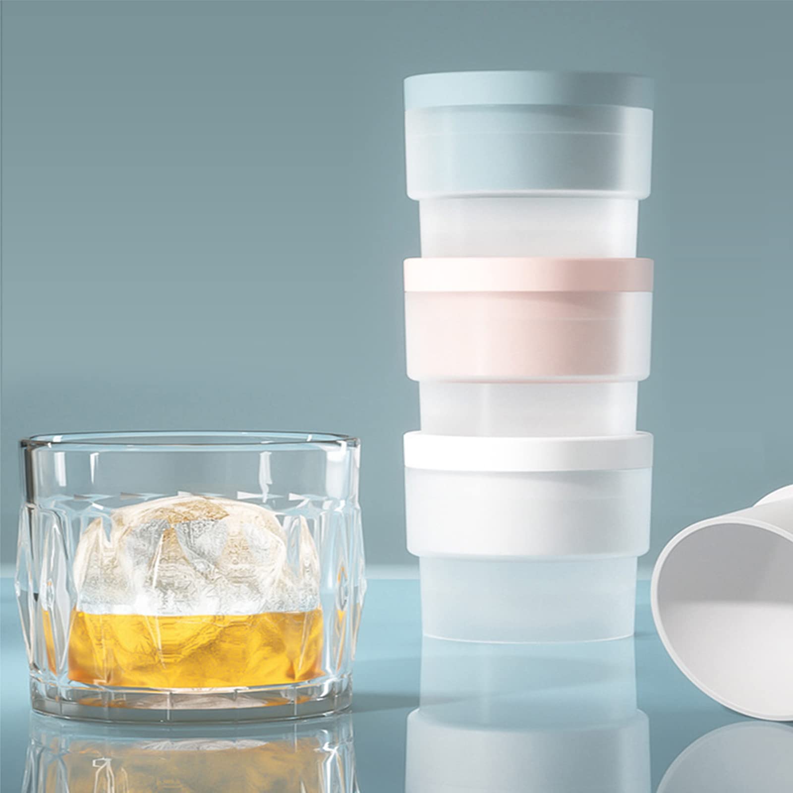 3 Pack 2.5 Inch Clear Silicone Ice Ball Molds for Whiskey & Cocktails - BPA Free Spherical Ice Cube Trays with Easy Release - Perfect for Bourbon, Scotch, and Cocktail Parties