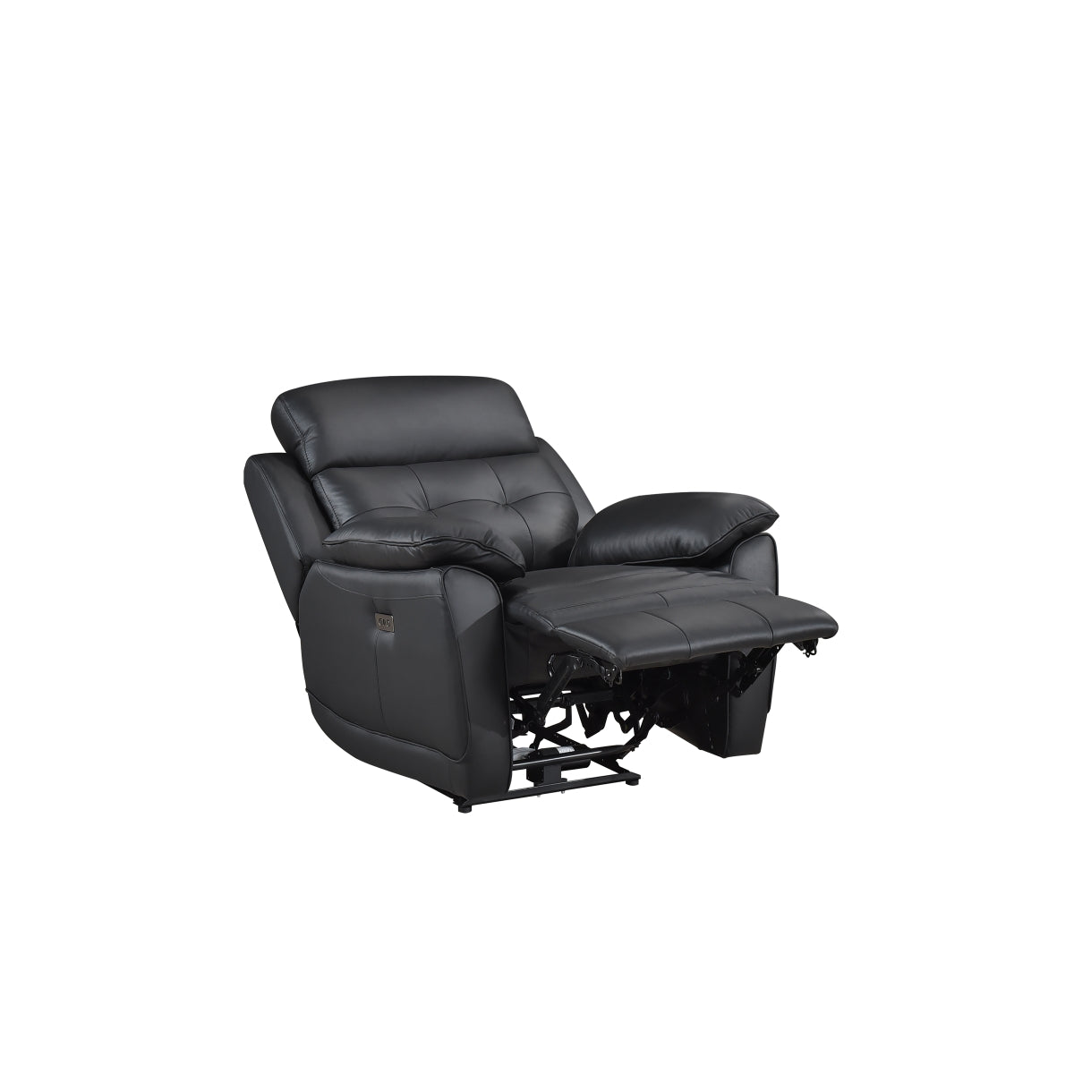 Premium Black Leather Power Reclining Chair with USB Charging Ports - Perfect for Home Theater, Living Room & Office Relaxation