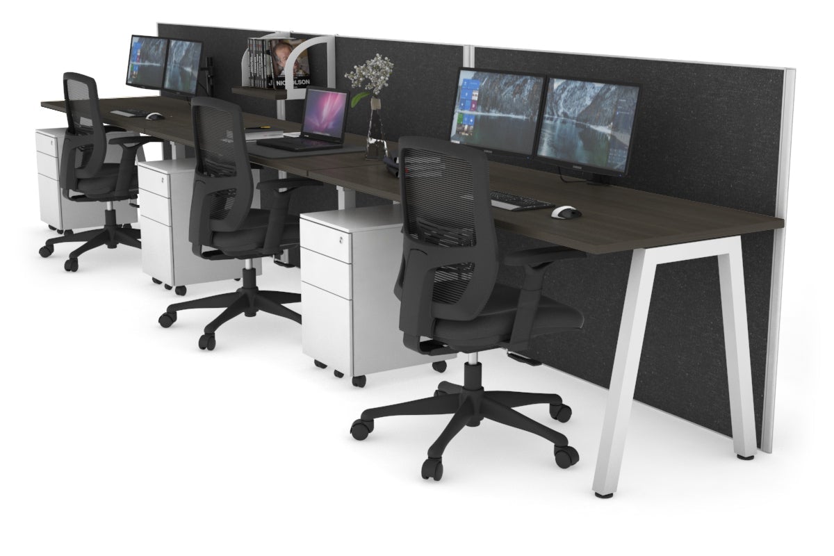 Horizon Quadro 3-Person Standing Desk - 1400L x 700W Adjustable Office Workstation for Collaborative Workspaces | Perfect for Home Offices, Coworking Spaces & Modern Work Environments