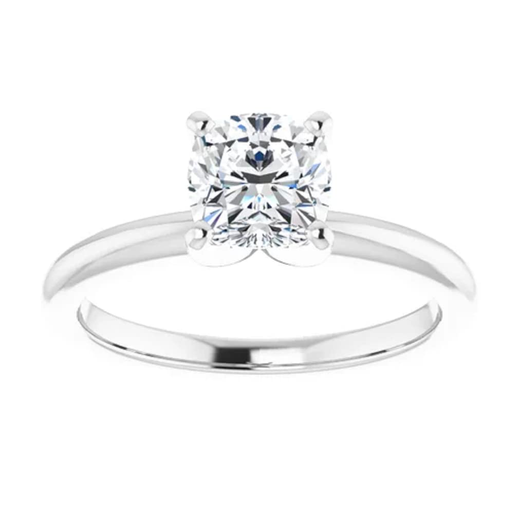 10K Solid White Gold Handmade Engagement Ring - 1 CT Cushion Cut Moissanite Diamond Solitaire Wedding Band for Women - Perfect for Proposals, Anniversaries & Bridal Jewelry Gifts