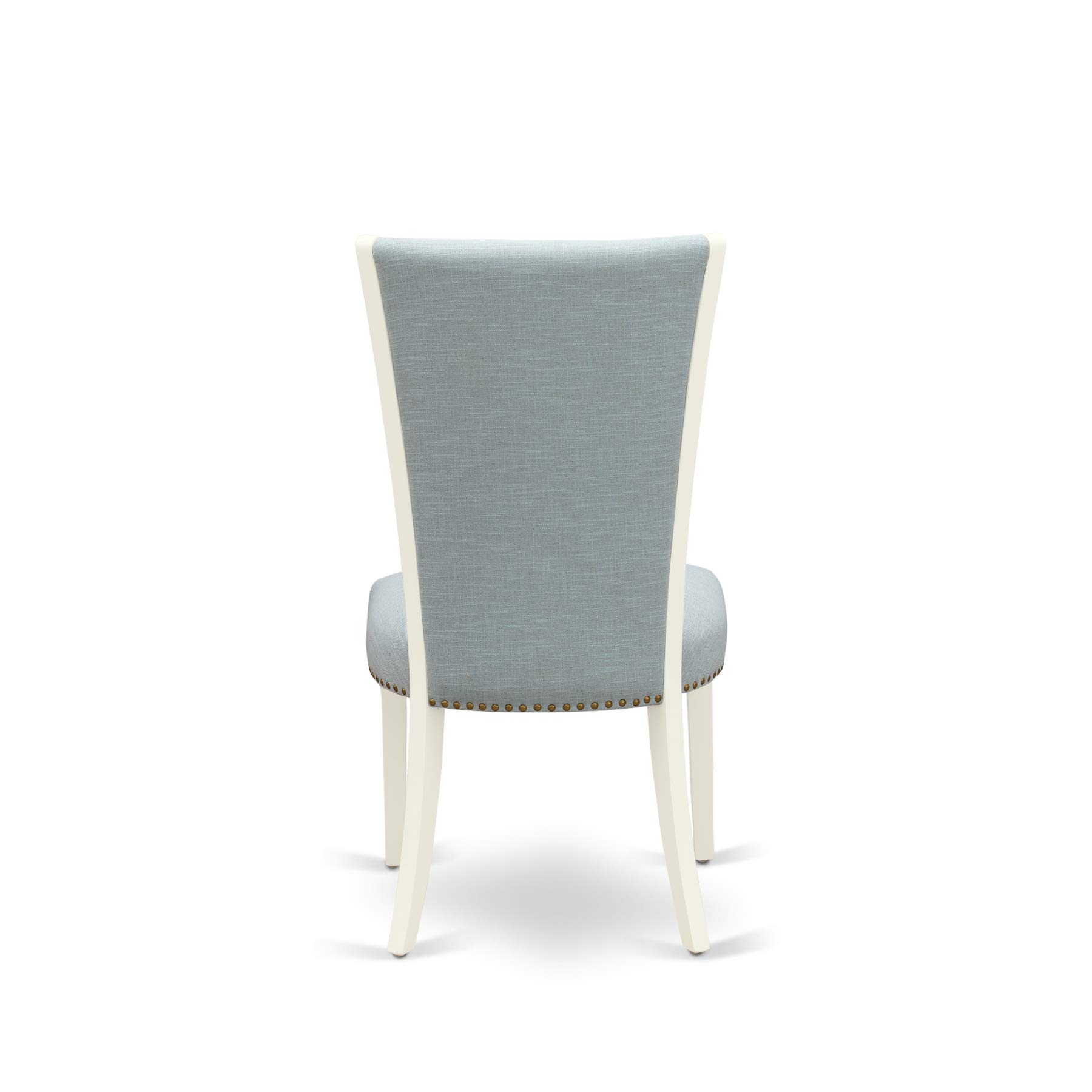 East West Furniture 5-Piece Dining Table Set with Butterfly Leaf & 4 Upholstered Chairs - 42x78 Inch Rectangle Kitchen Table in Linen White & Baby Blue - Perfect for Small Spaces, Breakfast Nooks & Cozy Family Meals