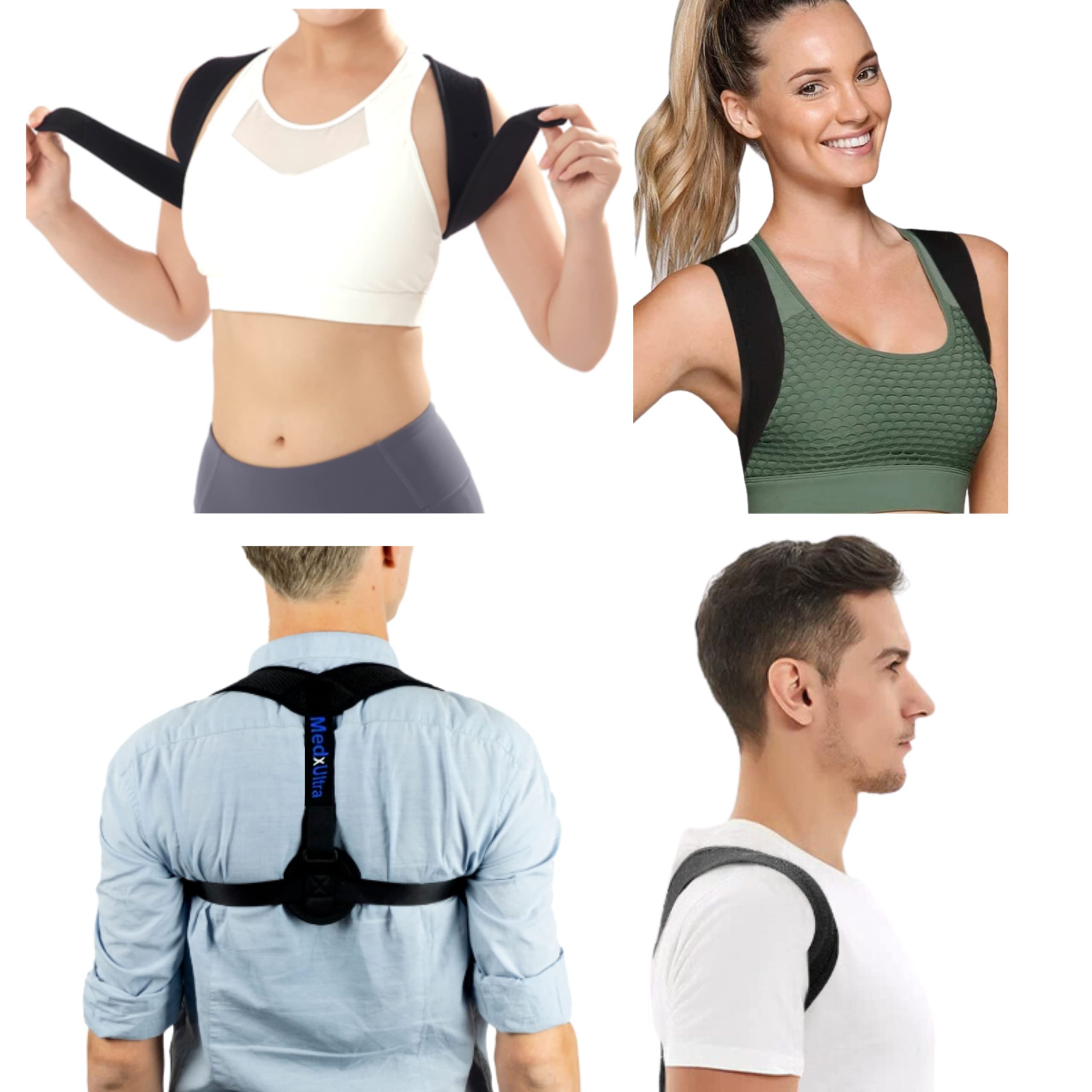 Posture Corrector with Carrying Bag - Adjustable Back Brace for Men, Women & Kids - Relieves Neck, Shoulder & Upper Back Pain - Invisible Support for Office, Driving & Daily Use