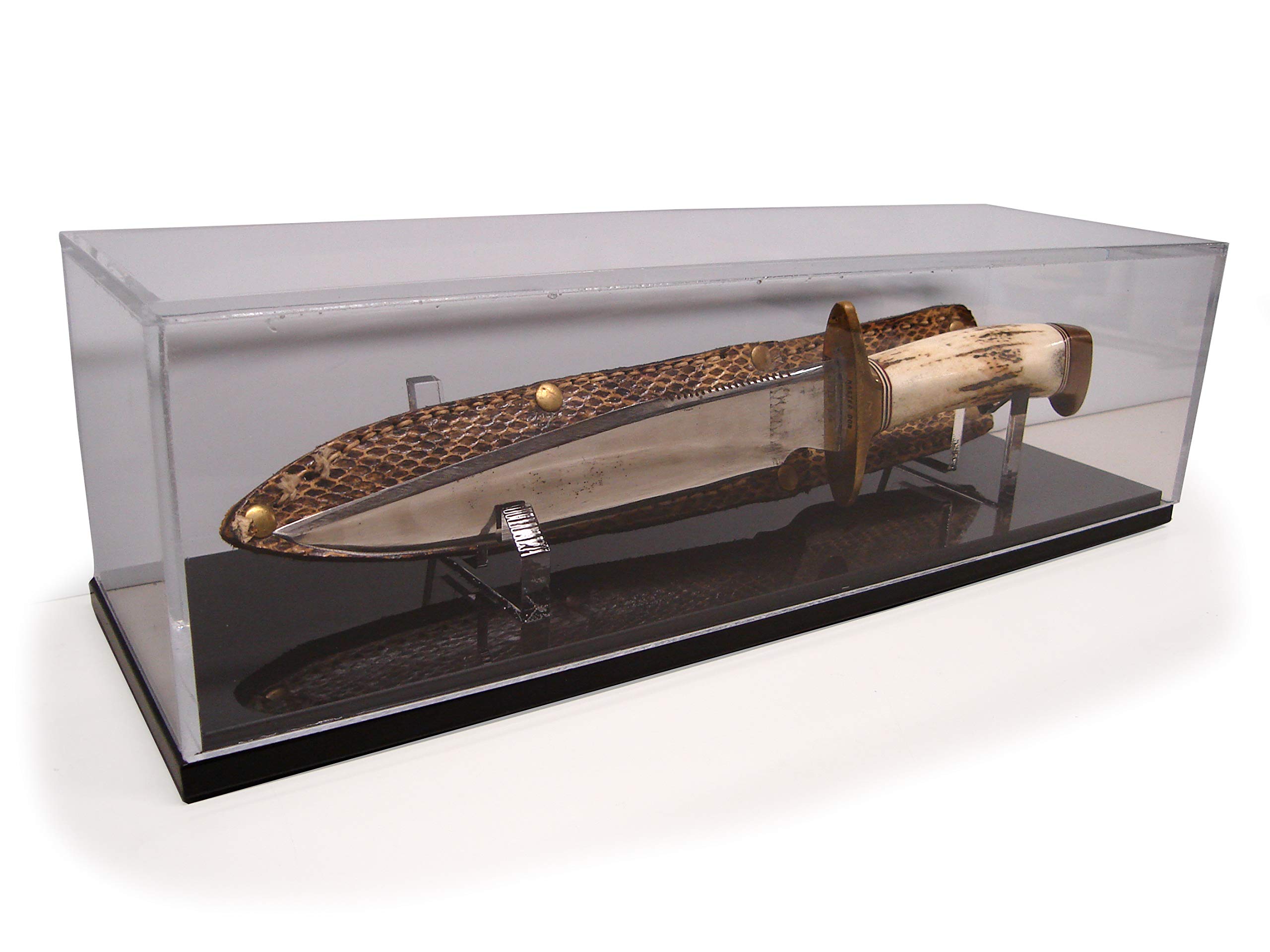 RCS Plastics 14-Inch Knife Display Case with Sheath Holder - Fits Custom & Randall Knives (50014-2) - Perfect for Collectors, Retail Stores & Knife Exhibitions