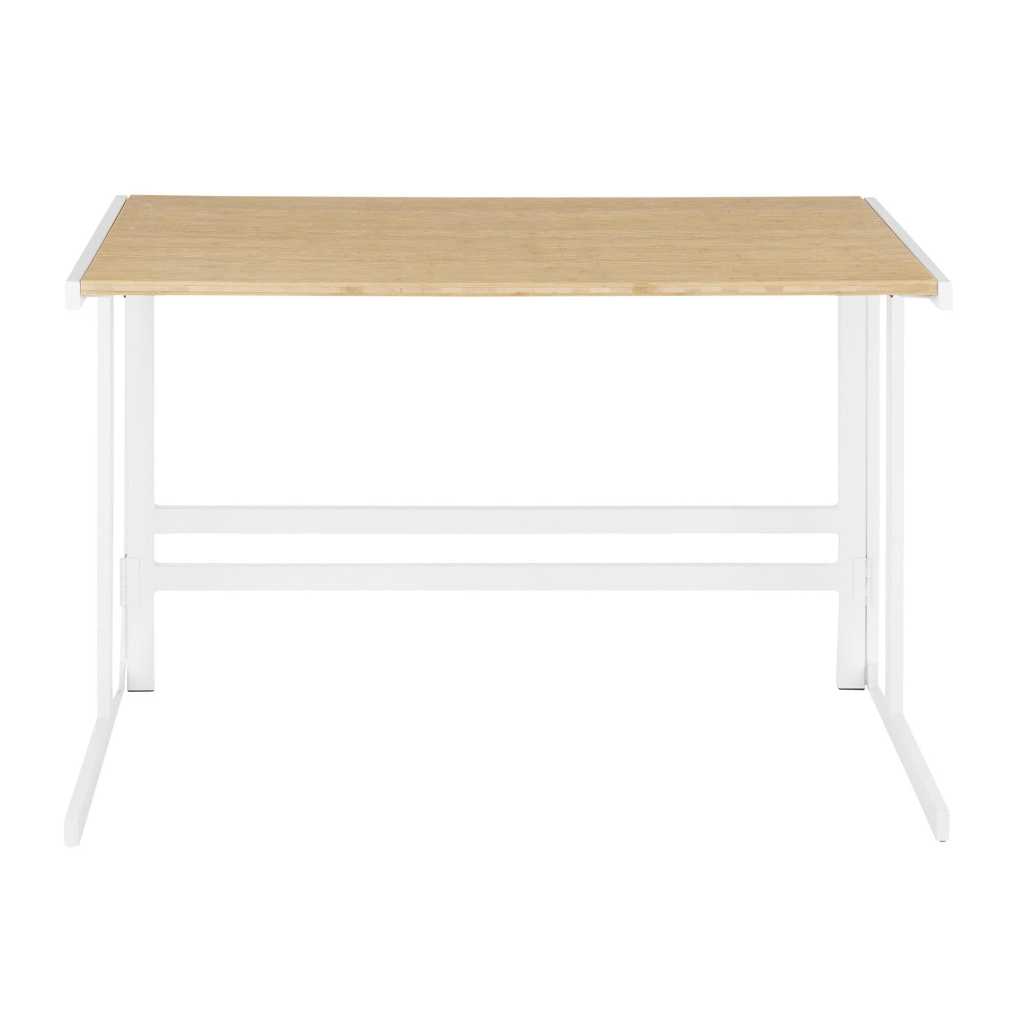 LumiSource Roman Natural Wood Desk - Home Office & Computer Desk, White Small Desk for Bedroom, Gaming & Farmhouse Style Workspace | Perfect for Remote Work, Study & Small Spaces