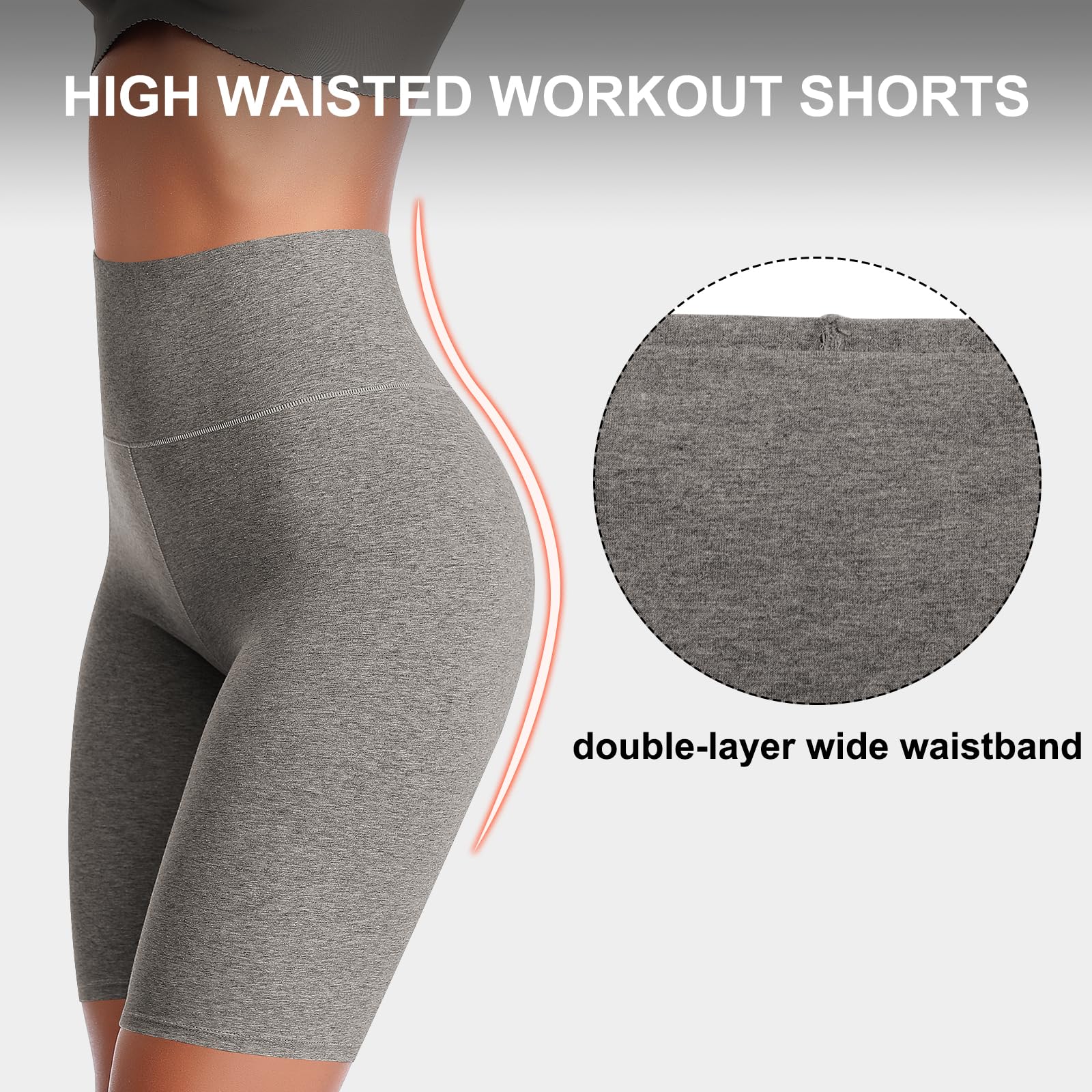 K-CHEONY Women's High Waisted Biker Shorts - Anti-Chafing Cotton Spandex Yoga Workout Underwear for Running, Cycling & Lounge Wear