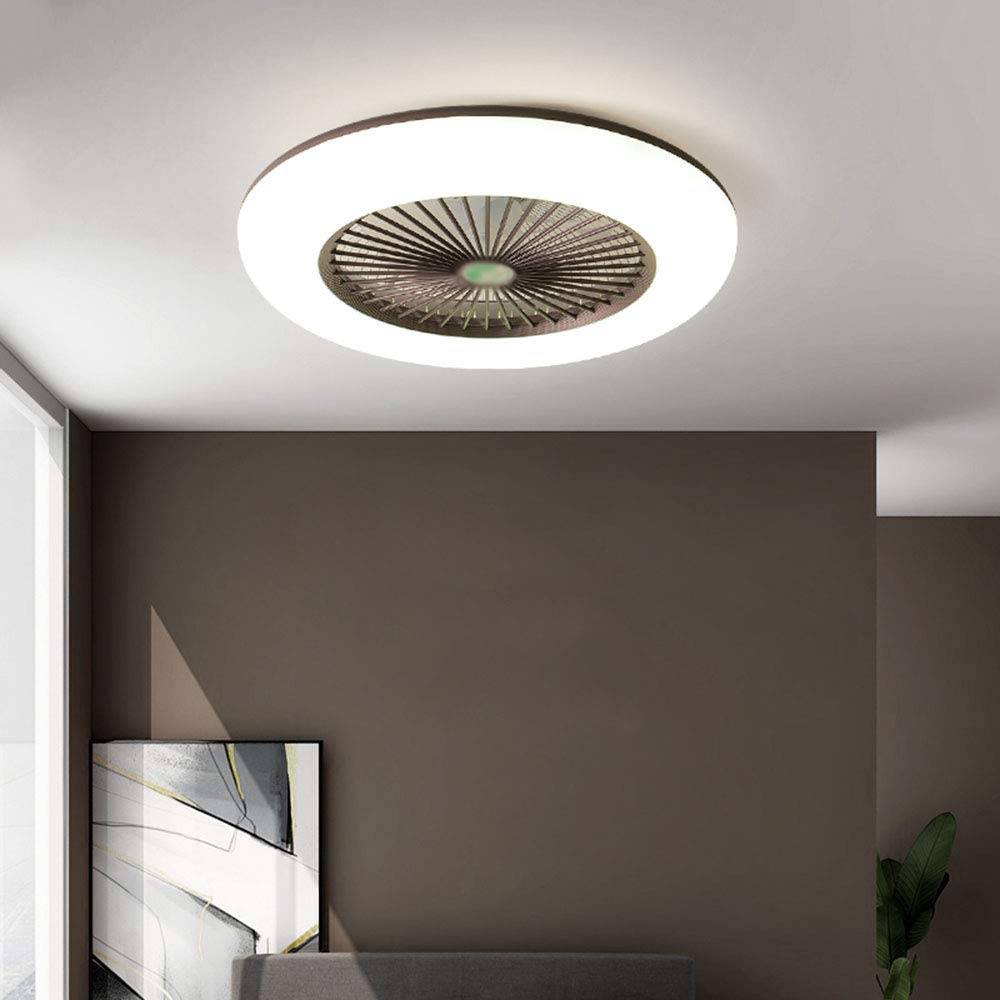 22 Inch Bladeless Ceiling Fan with Remote Control & Dimmable LED Light - Modern Acrylic Frosted Chandelier, 3 Speed Settings & 3 Color Temperatures - Perfect for Bedroom, Living Room and Dining Room Lighting