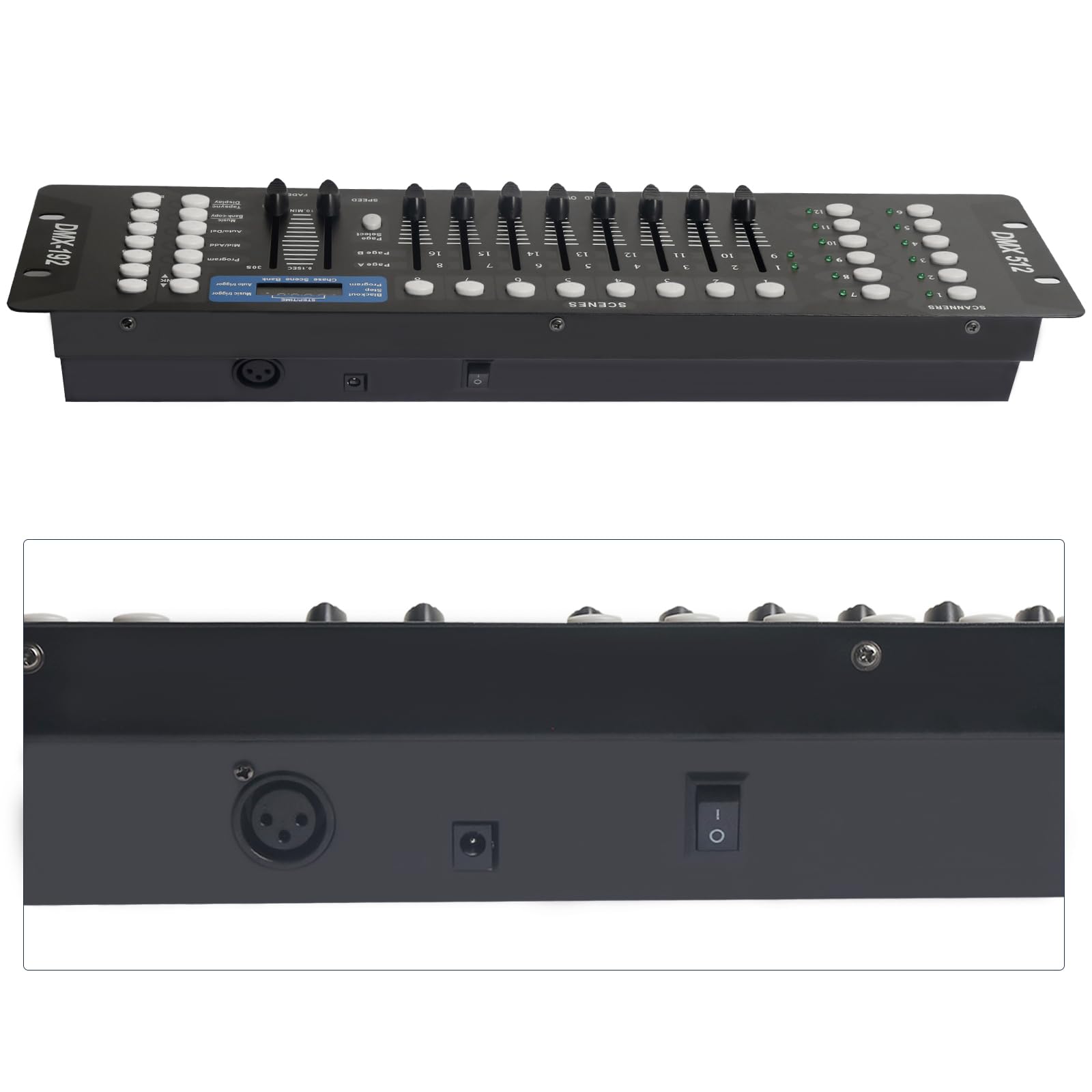 Professional 192-Channel DMX512 Controller for DJ Lights & Stage Lighting - DMX Board with 2m/6.6ft DMX Cables - Perfect for Clubs, Concerts & Live Events