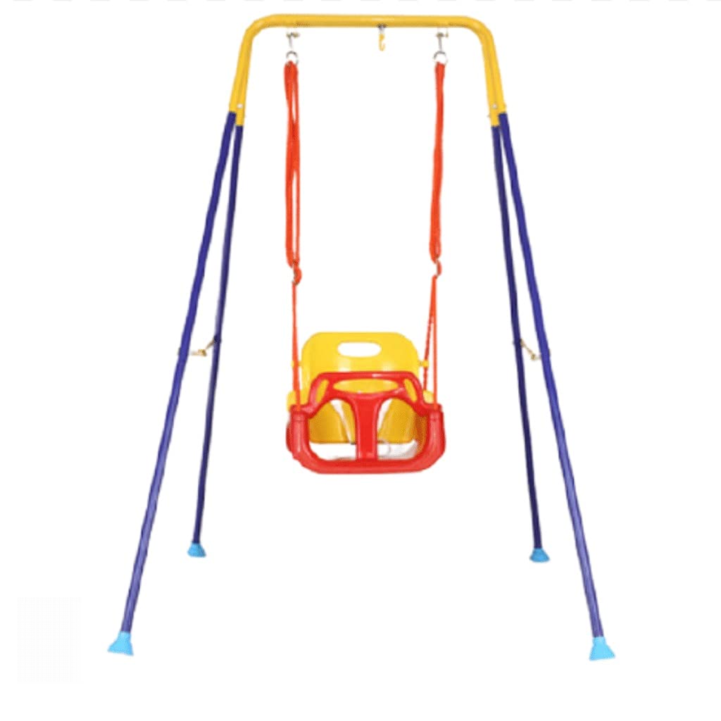 Heavy-Duty Metal Swing Set with Safety Harness for Toddlers & Kids - Outdoor Backyard Playground Equipment for Garden, Park, and Home Use (Red)