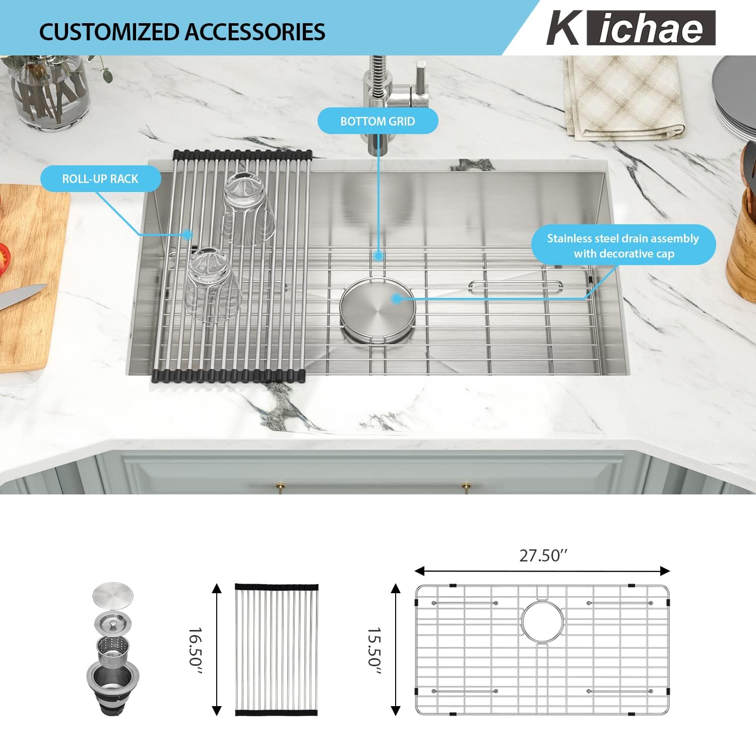 30 Inch Undermount Single Bowl Kitchen Sink - 16 Gauge Stainless Steel, Round Corner Design, Handmade Single Basin (30x18x9 Inch) - Perfect for Modern Kitchens, Restaurant Prep Areas & Small Space Installations