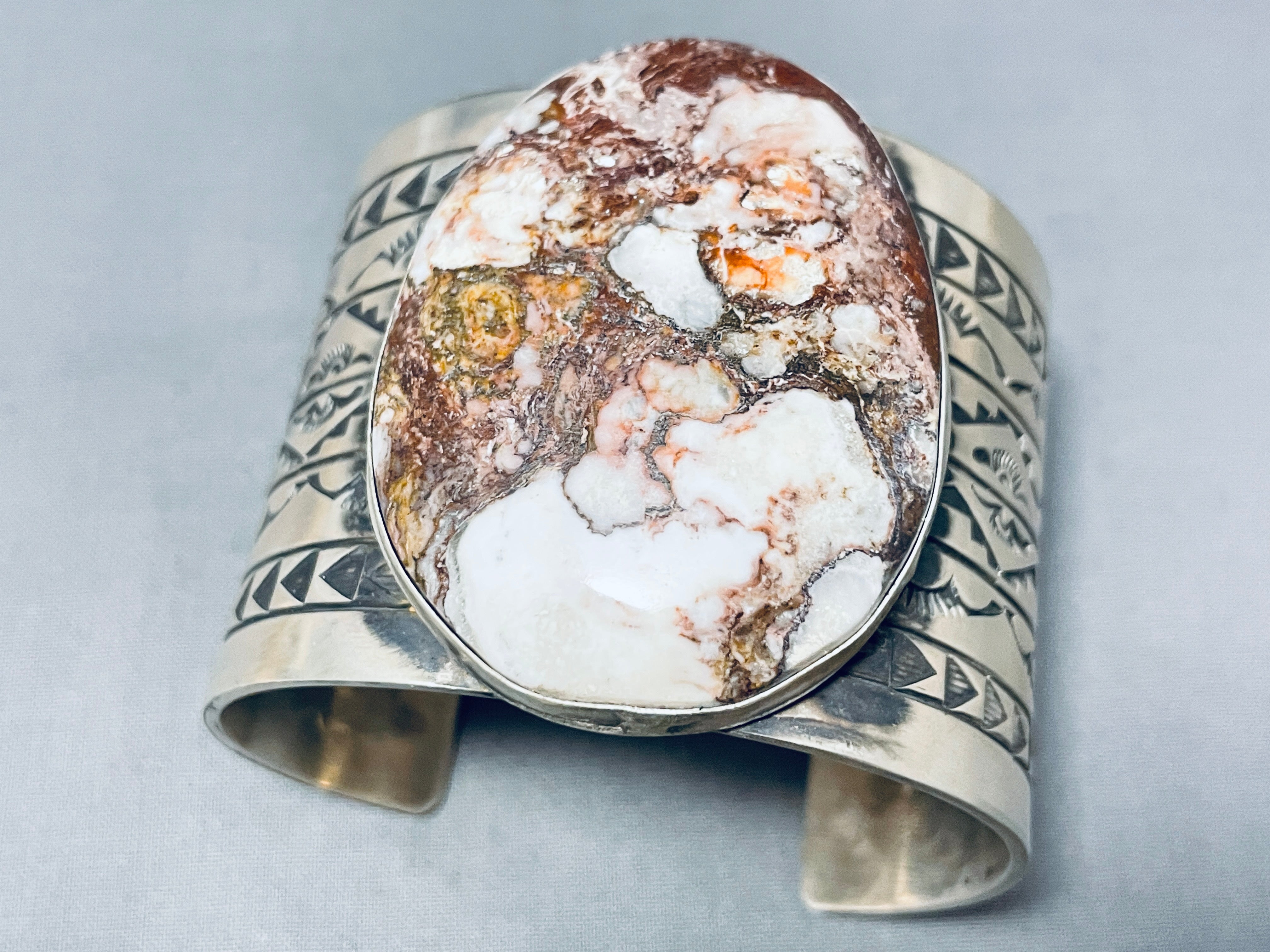 165 Gram Rand Endito Native American Navajo Agate Sterling Silver Cuff Bracelet - Handmade Jewelry for Women, Boho Chic Accessory for Festivals & Special Occasions