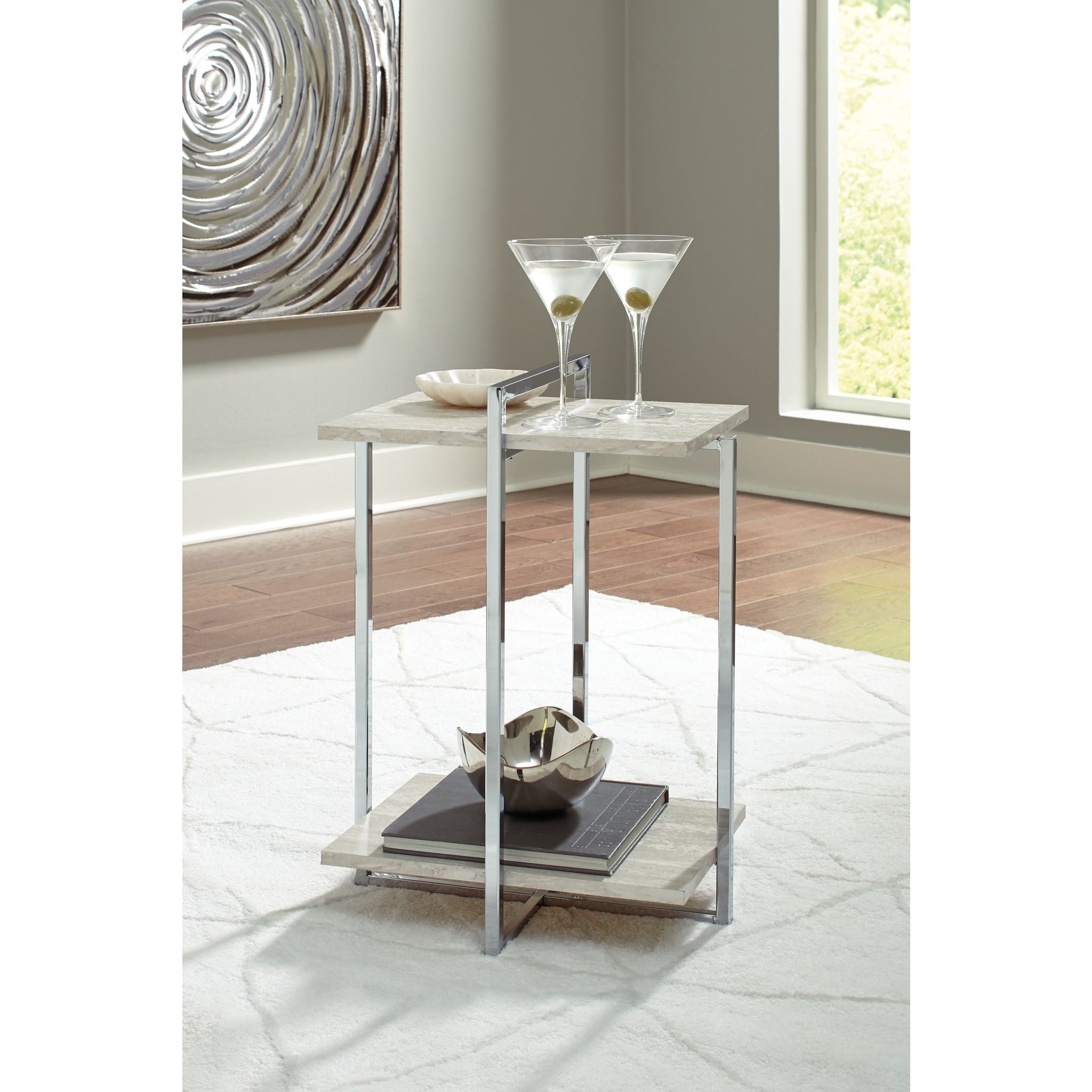 Bodalli Brown Chair Side End Table - Small Side Table for Living Room, Bedroom, Office - Perfect for Holding Lamps, Drinks, Books & Decor