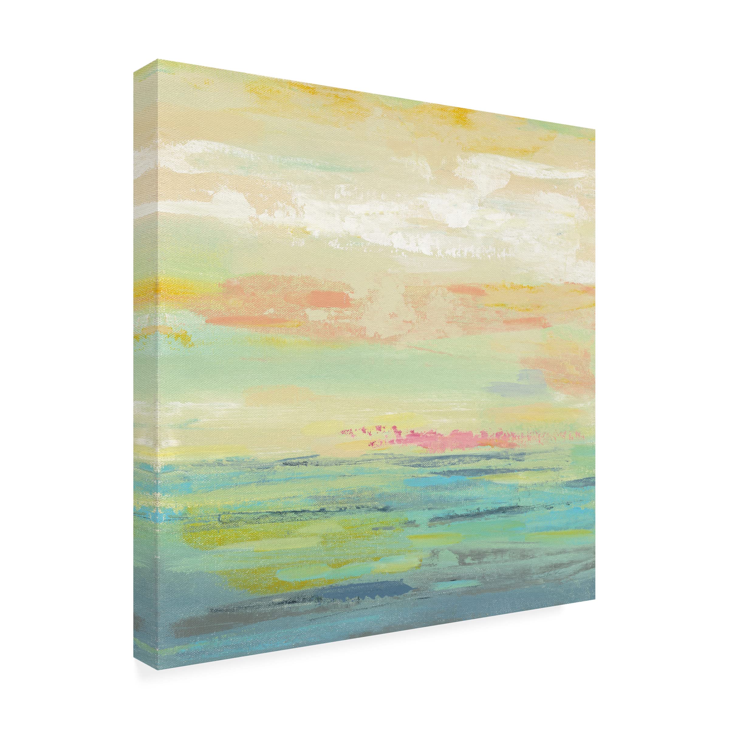 Silvia Vassileva 'Pink Clouds II' Canvas Wall Art Print - Modern Abstract Landscape Painting for Living Room, Bedroom & Office Decor