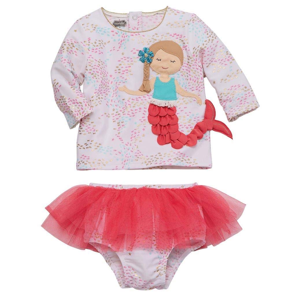 Mud Pie Girls' Rash Guard Set - UPF 50+ Sun Protection Swimwear for Toddler & Kids - Perfect for Beach, Pool & Summer Water Activities