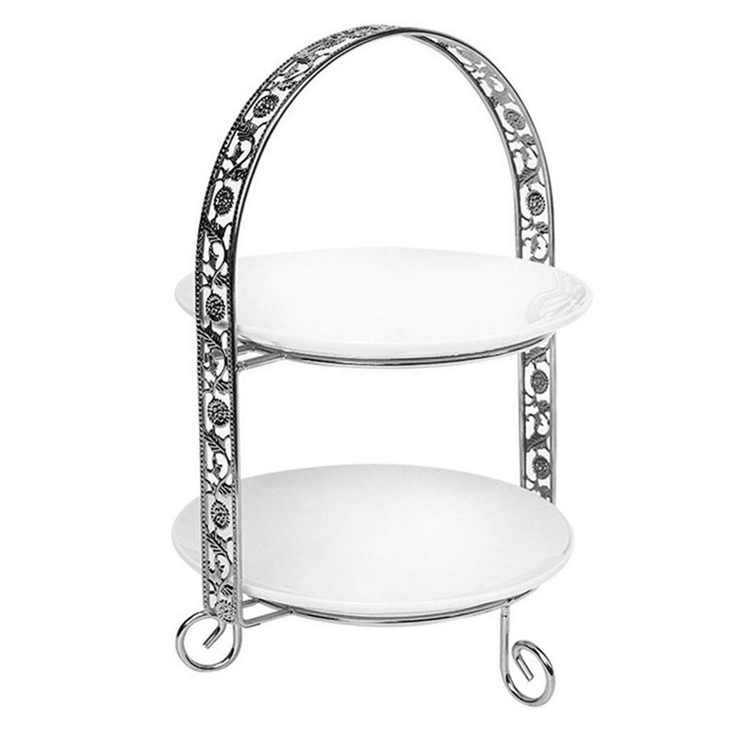 WCHCJ Double Layer Metal Cake Stand - Arch-Shaped Dessert Display Tray for Cupcakes, Fruits & Pastries | Elegant Wedding & Party Decor (Silver) | Perfect for Birthday Celebrations, Tea Parties & Buffet Displays