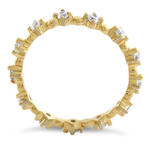 14K Gold Plated Sterling Silver Eternity Thin CZ Ring for Women - Dainty Cubic Zirconia Wedding Band, Anniversary Gift, Everyday Jewelry (Perfect for Bridal, Engagement & Special Occasions)