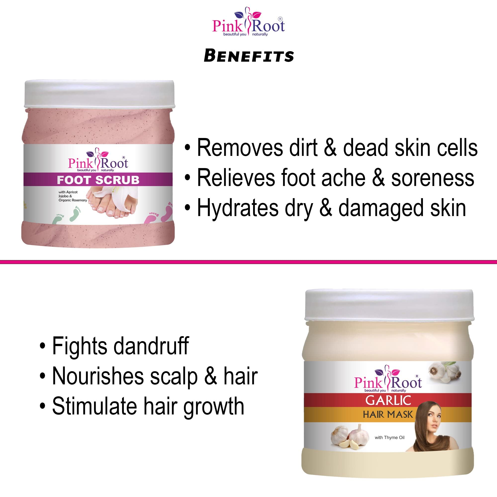 Pink Root & Garlic Hair Mask Combo - 500gm Foot Scrub & 500gm Hair Treatment for Soft Skin & Strong Hair | Perfect for Spa Day & At-Home Beauty Routine