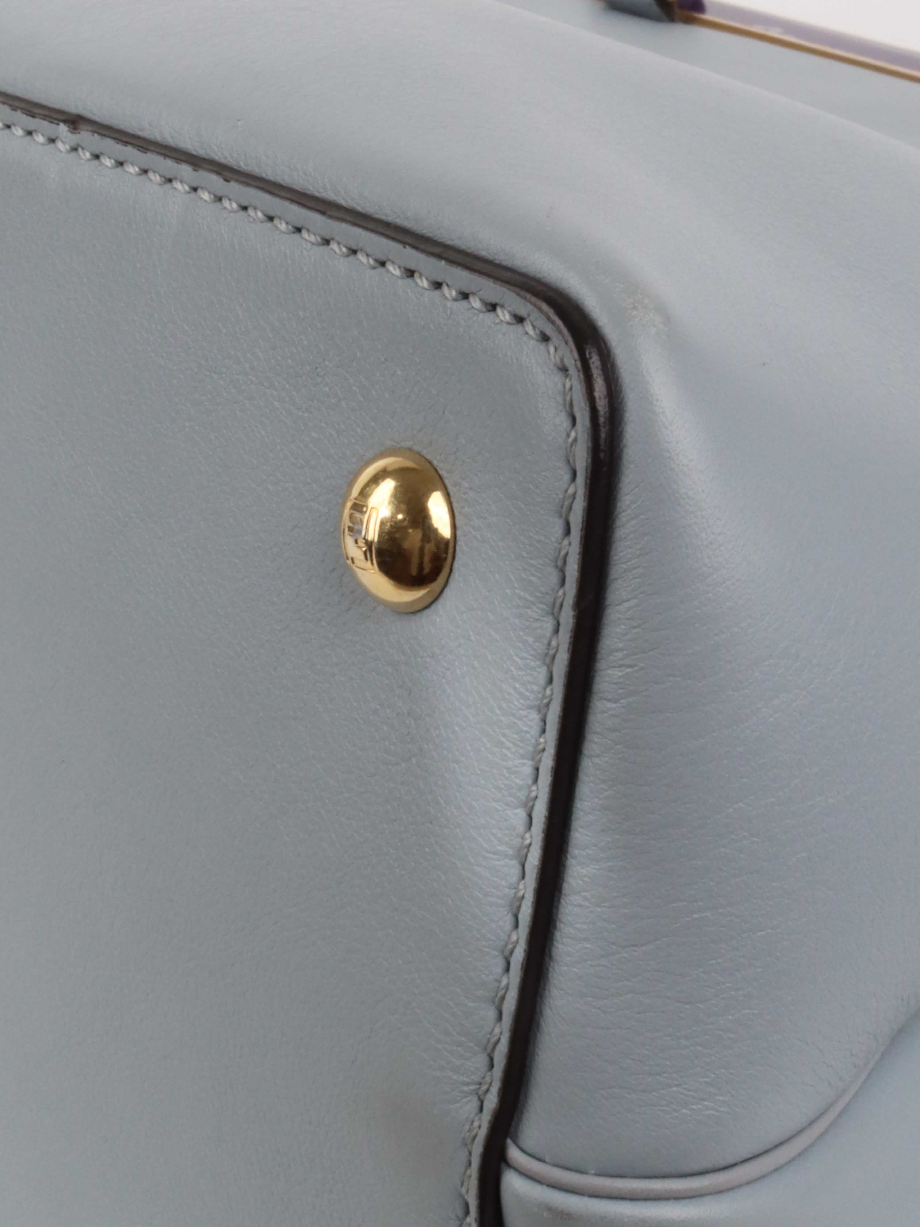 Fendi 2Jours Shoulder Bag in Pale Blue | Luxury Leather Handbag for Women | Perfect for Work, Travel & Everyday Use