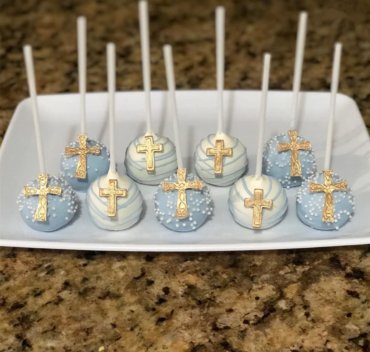 JeVenis 3-Piece Baptism Cake Decorating Set - Cross Cake Mold & Toppers for Christening Party Supplies - Perfect for Baptism Cakes, Cupcakes, and Dessert Table Decorations