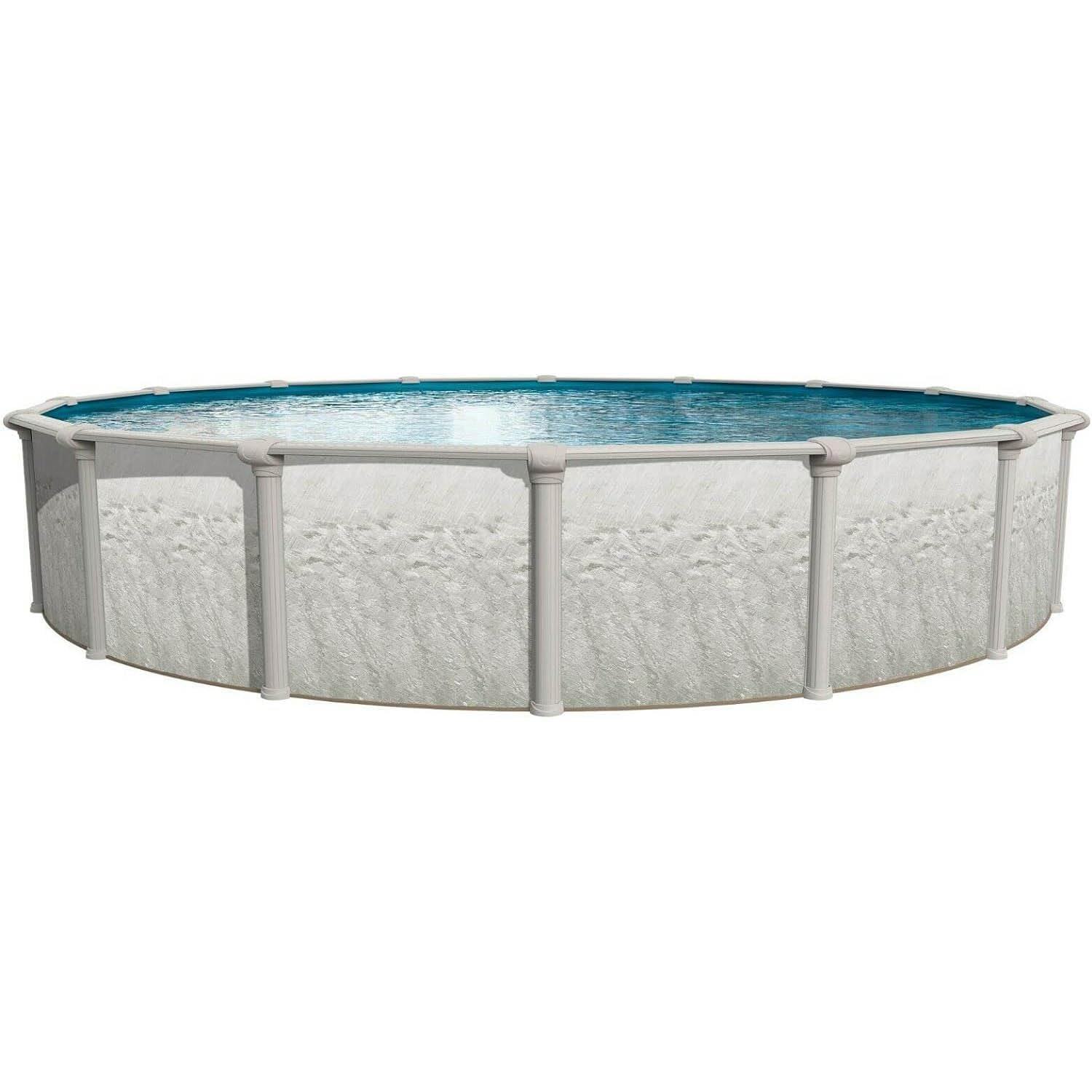 Lake Effect Pools 'Riviera' 24-Foot Round Above Ground Swimming Pool | 52-Inch Height | Durable Resin-Coated Steel Walls | Includes Bedrock Pattern 25-Gauge Overlap Liner & Wide-Mouth Skimmer | Perfect for Backyard Family Fun, Summer Parties & Outdoor Recreation