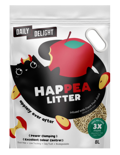 HAPPEA Apple Scented Cat Litter - 8L Natural Clumping Litter for Odor Control | Fresh Apple Fragrance | Daily Delight for Cats | Perfect for Multi-Cat Homes & Small Spaces