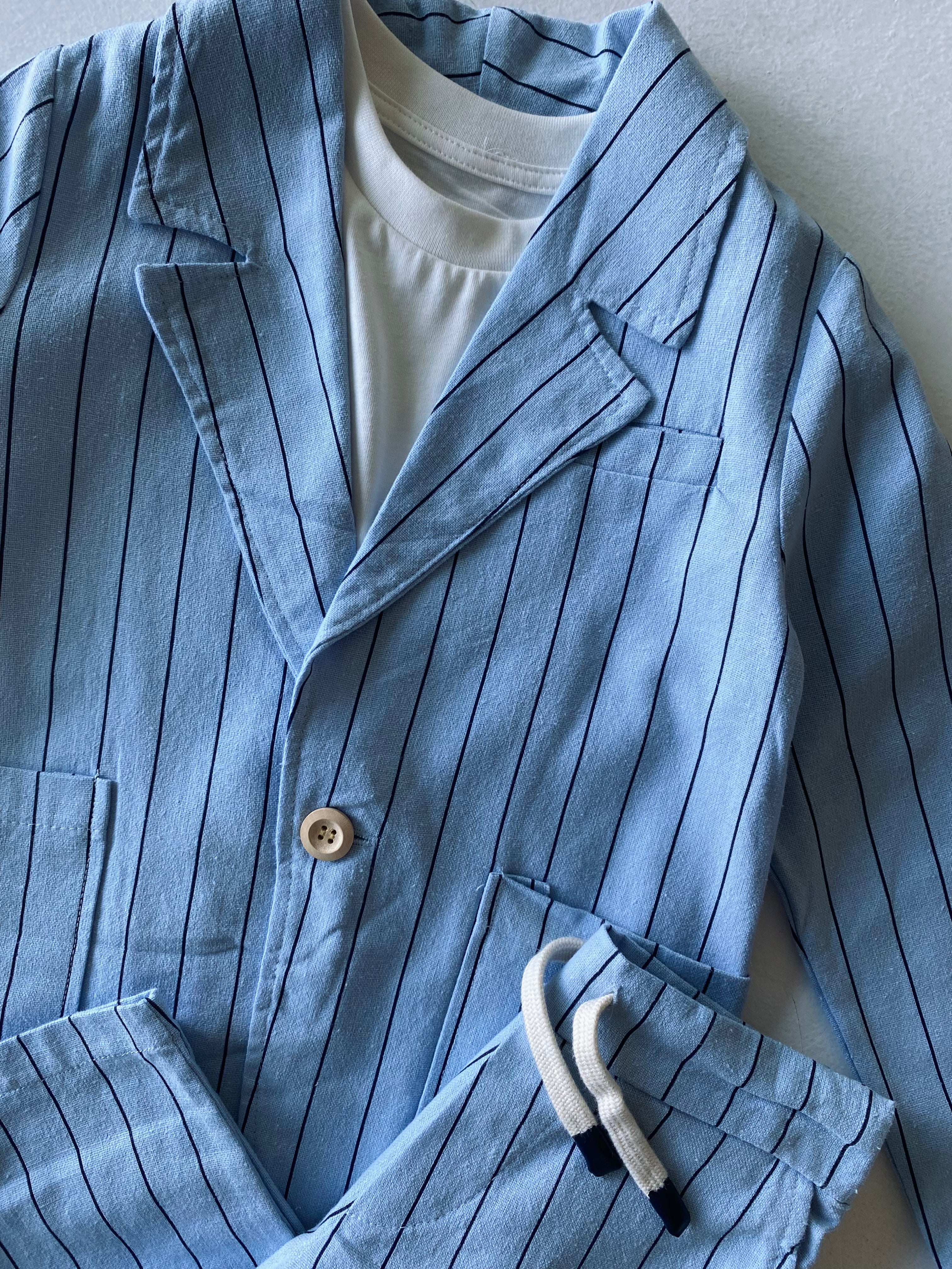 Stylish Striped Kids Suit Set - Trendy Boys & Girls Formal Outfit for Parties, School Events & Special Occasions