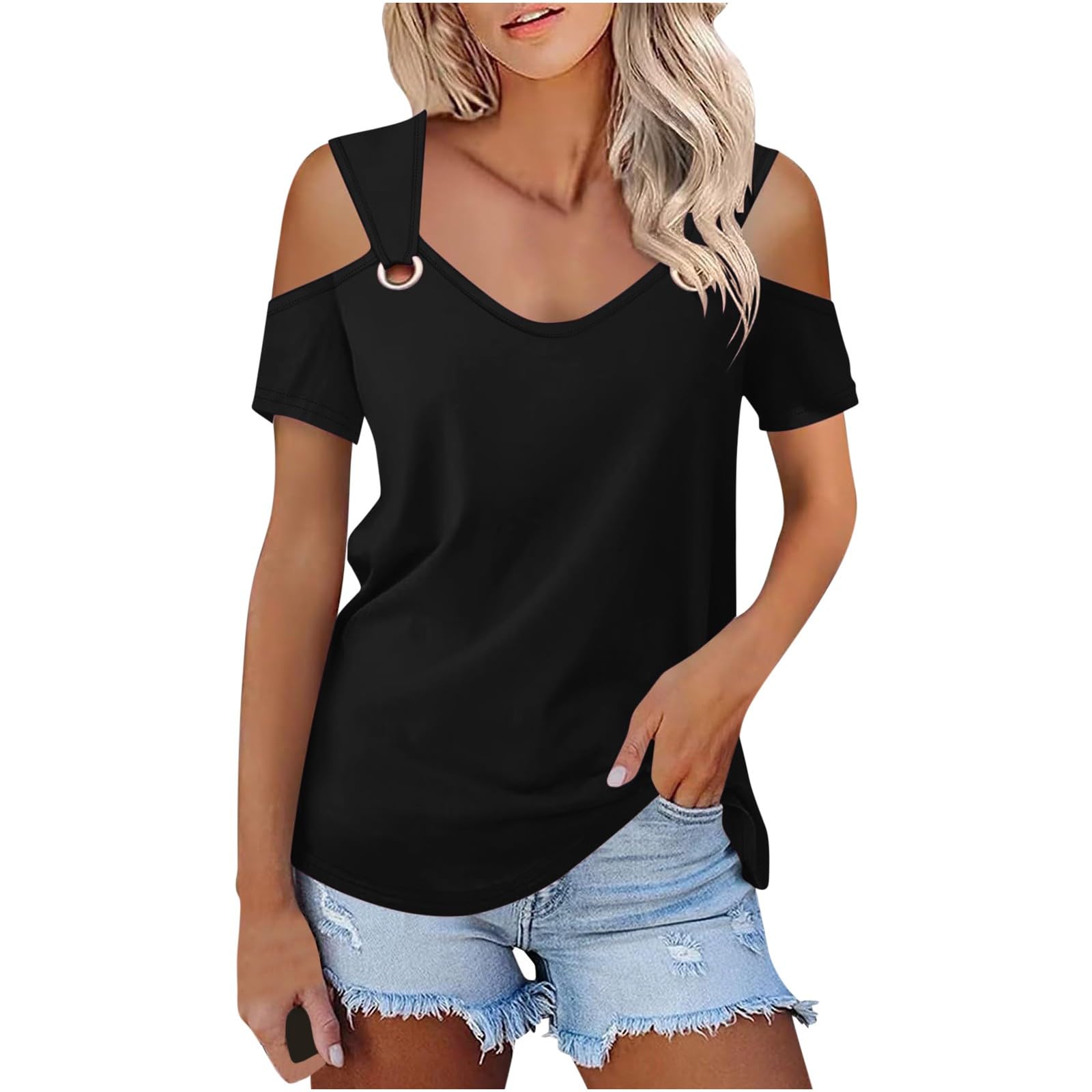 Stylish Cold Shoulder Tops for Women - Flirty Spring & Summer Short Sleeve Blouses - Perfect for Date Nights, Beach Vacations & Casual Outings