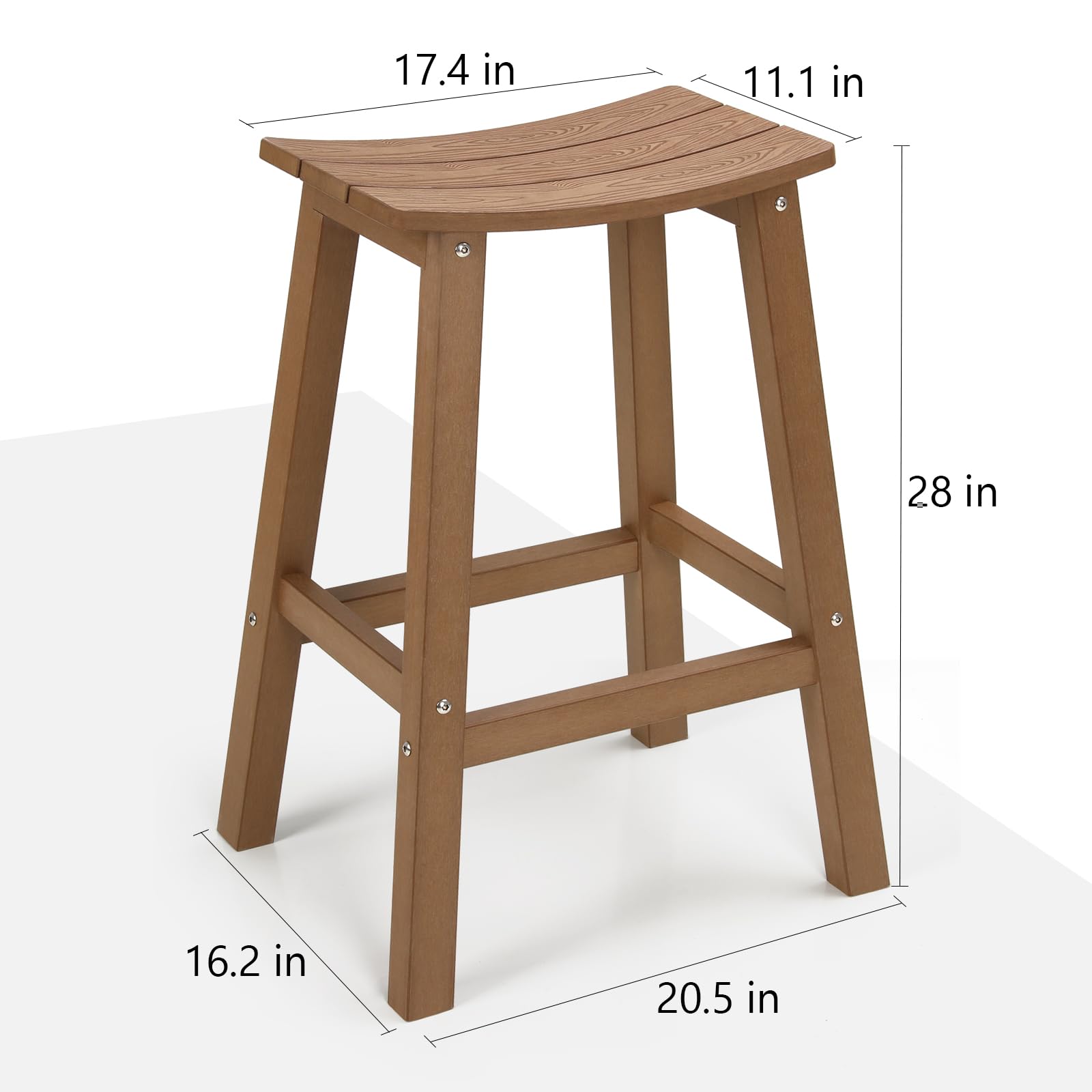 All-Weather Bar Stools Set of 4 - Durable Patio Barstools That Never Rot or Fade - Perfect for Outdoor Bar, Kitchen Counter, Deck & Backyard - Teak Wood Bar Height Stools for Dining & Entertaining
