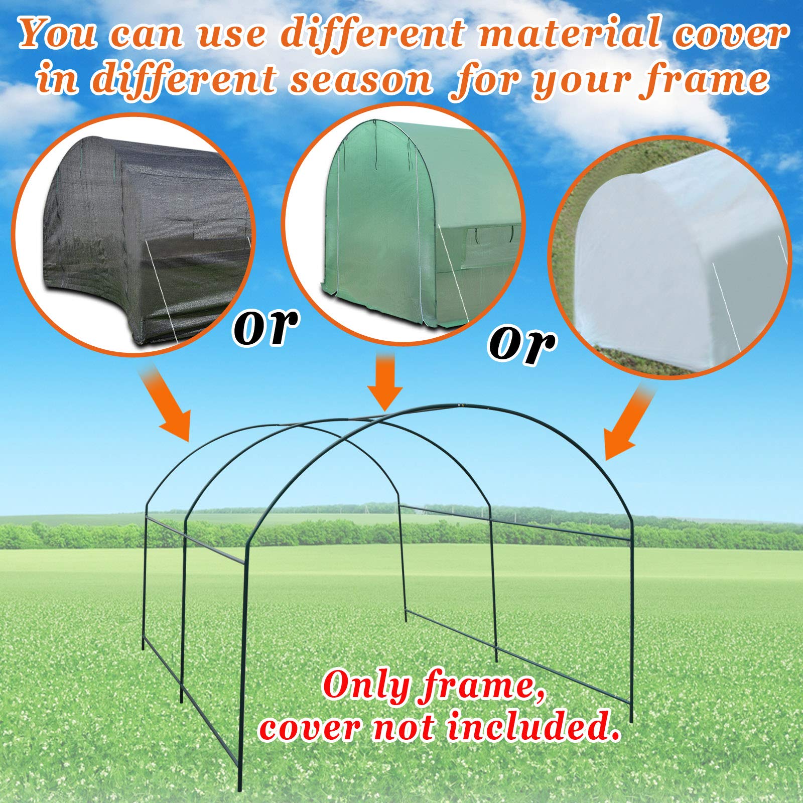 Durable Camel Greenhouse Replacement Frame for Outdoor Large Hot Garden House - Sturdy Arch Support for Climbing Plants, Flowers, Vegetables (10'x7'x6') - Perfect for Backyard Gardening, Vine Support & Seasonal Plant Protection