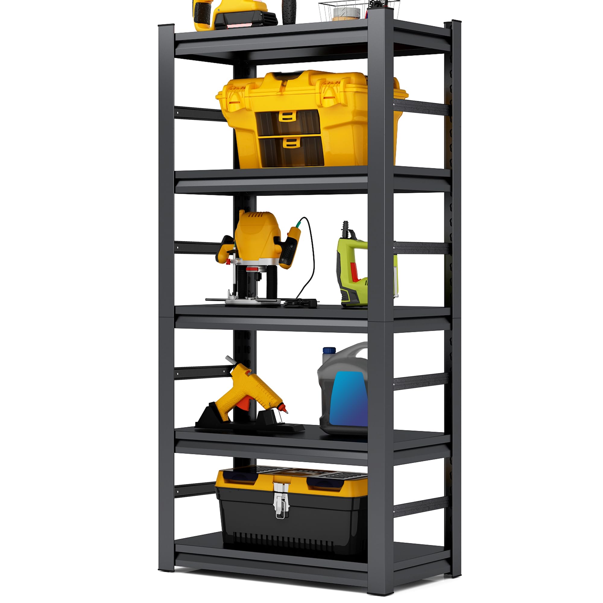 Heavy Duty 5-Tier Metal Storage Shelf - Adjustable Garage Shelves for Kitchen, Warehouse & Basement - 2500LBS Capacity, 72
