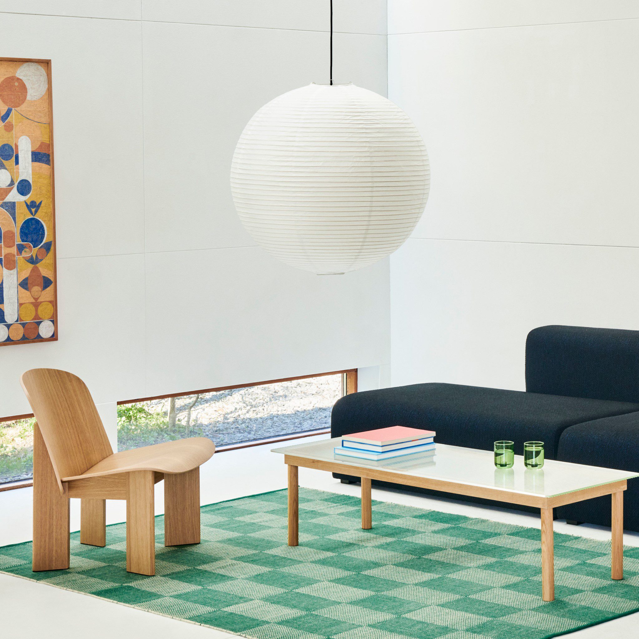 HAY Chisel Lounge Chair - Premium Lacquered Oak Wood Modern Accent Chair for Living Room, Office & Lounge Areas | Comfortable Mid-Century Inspired Seating Furniture