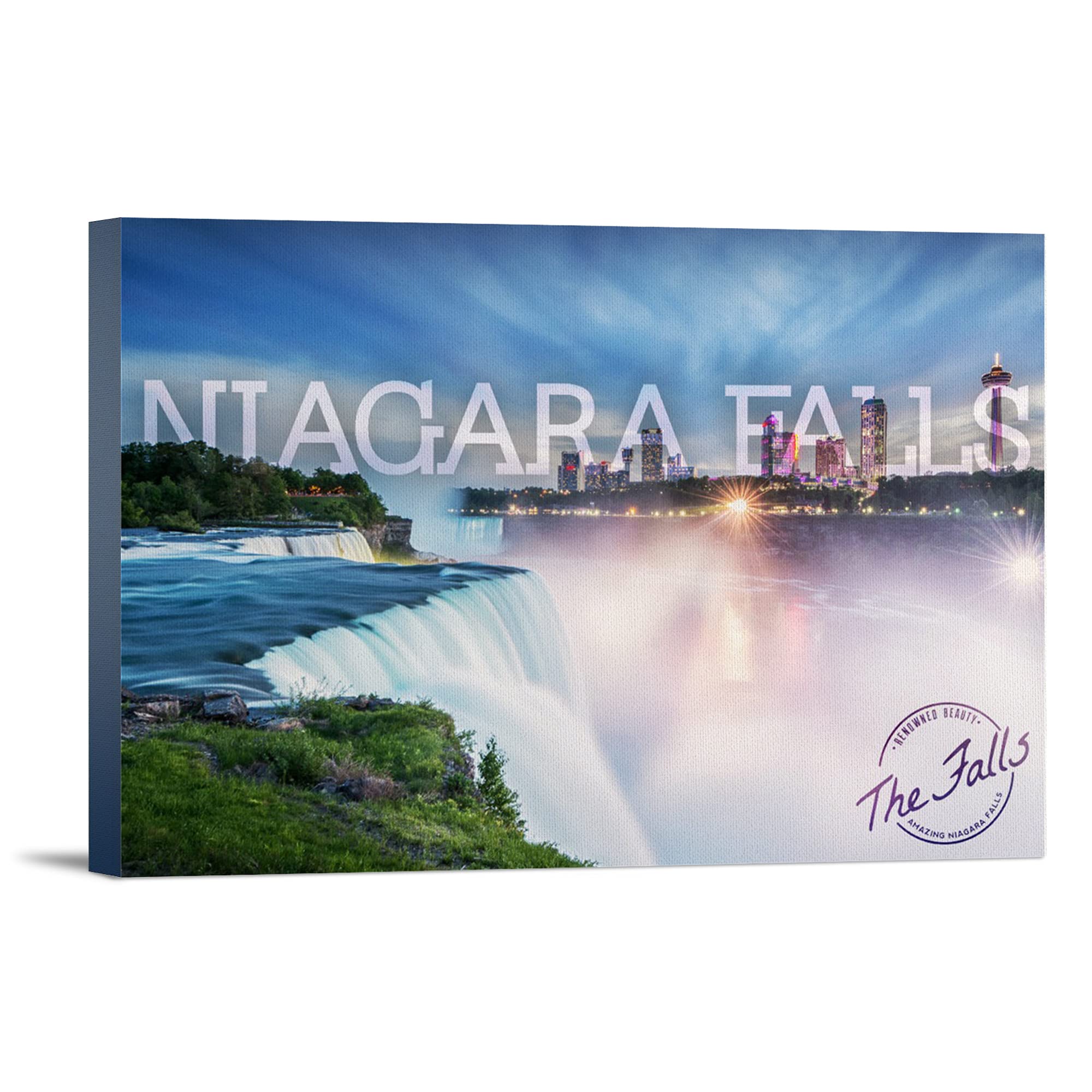 Lantern Press Niagara Falls Canvas Art - 16x24 Wrapped Wall Decor with Falls and Skyline - Perfect for Living Room, Bedroom & Office Decor